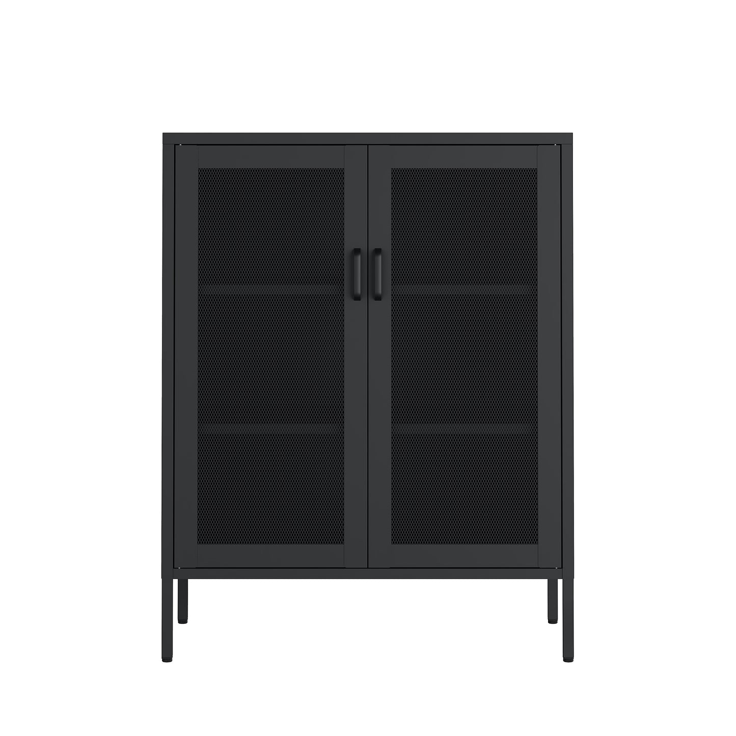 Amelia Modern 32" Metal Accent Cabinet in Black AF008-BK