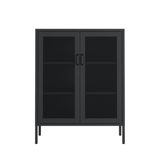 Amelia Modern 32" Metal Accent Cabinet in Black AF008-BK