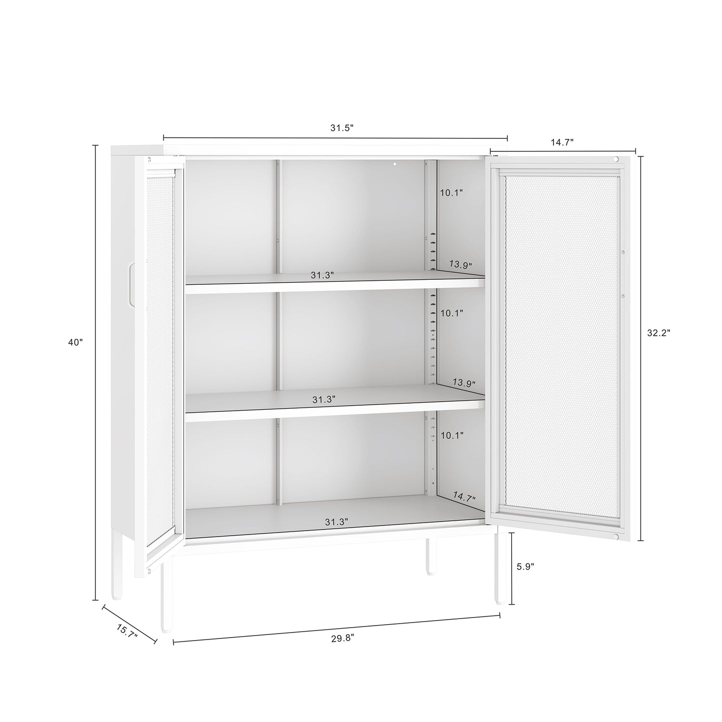 Amelia Modern 32" Metal Accent Cabinet in White AF008-WH