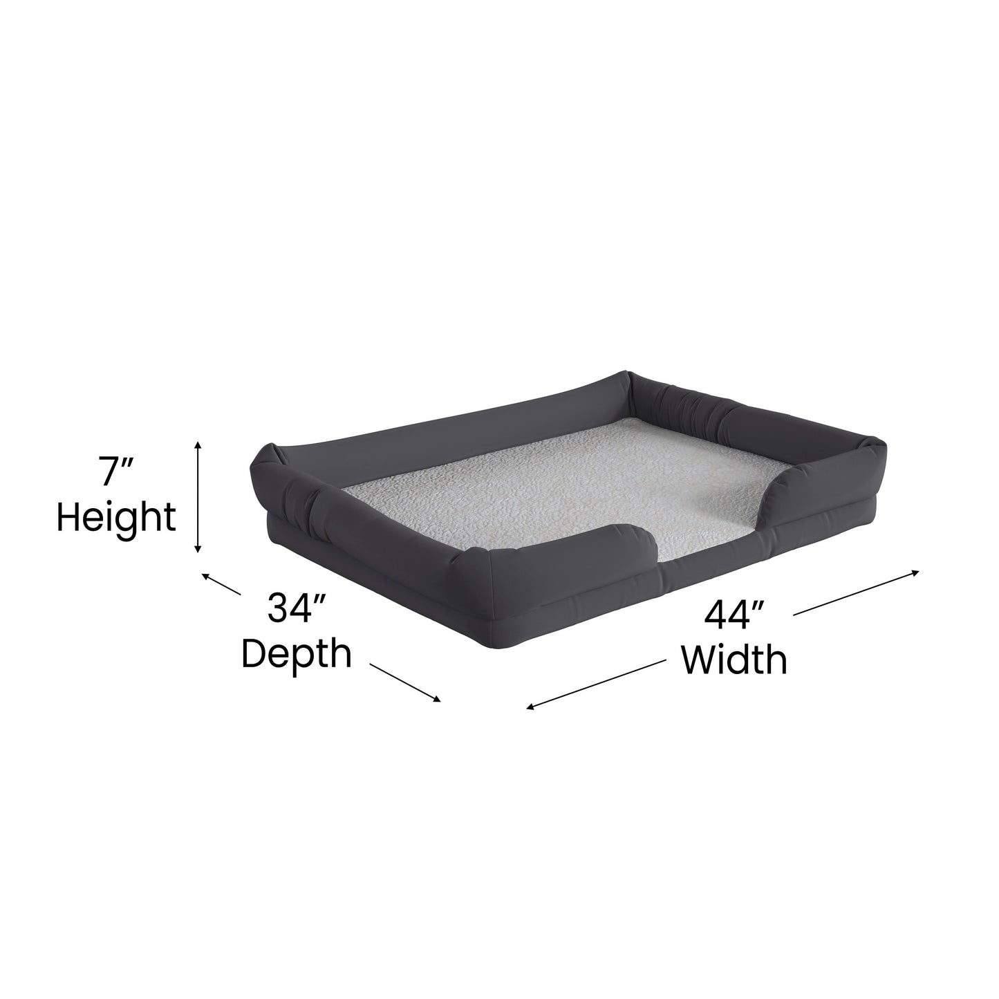 Cooper Orthopedic Comfy Memory Foam Joint Relief Bolster Dog Bed for Dogs up to 44 LBS. - Removable & Washable Cover, Non-Slip Bottom Gray AJ-ORTHO-00190-GY-GG