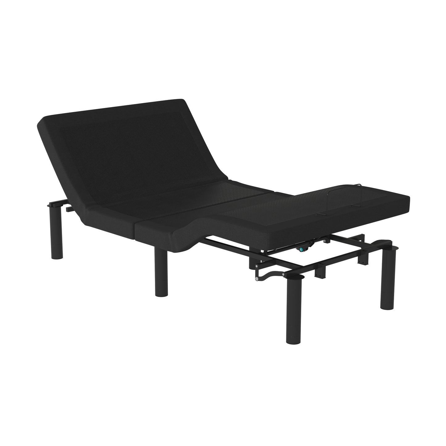 Selene Adjustable Upholstered Bed Base with Wireless Remote, Three Leg Heights, & Independent Head/Foot Incline -Twin XL - Black Black