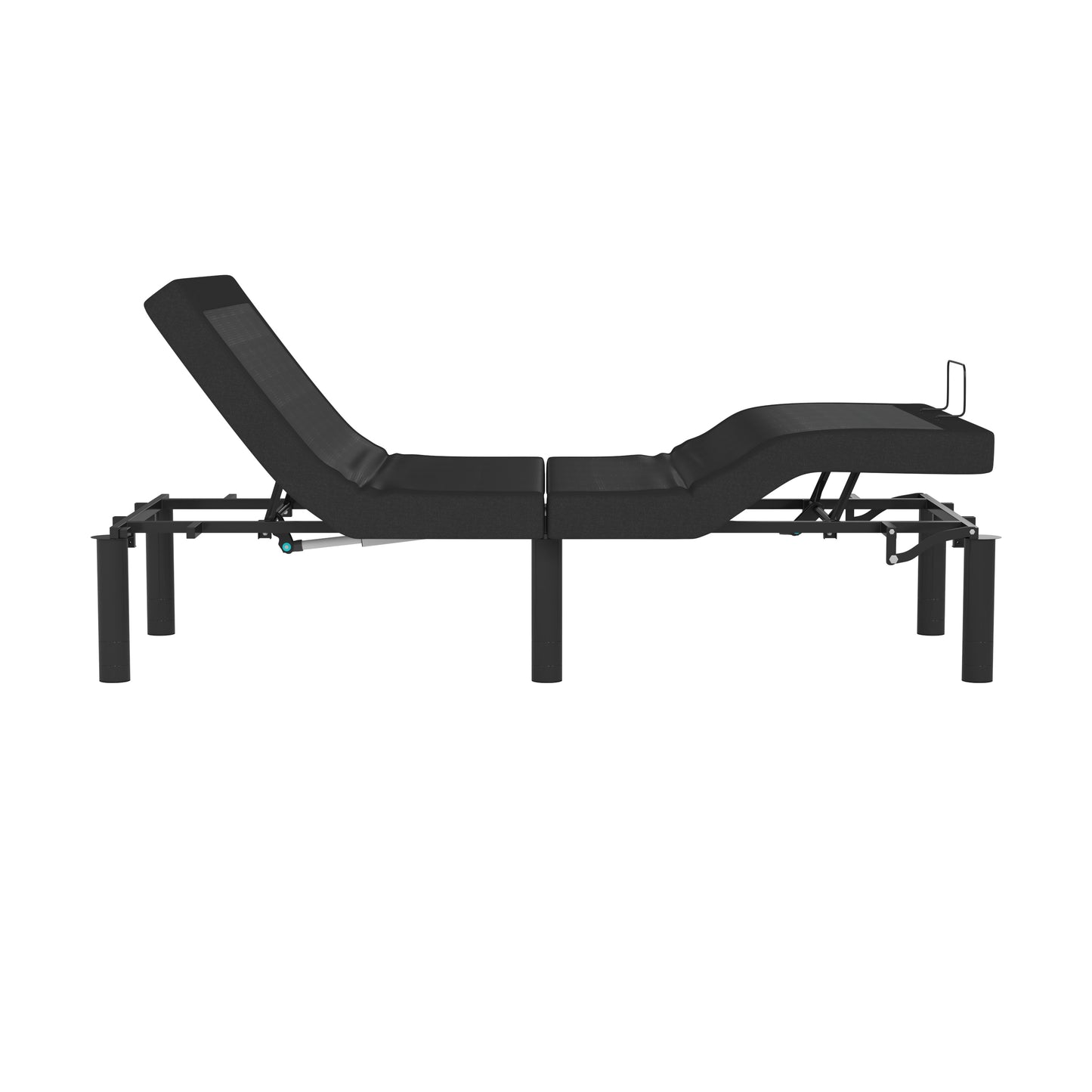 Selene Adjustable Upholstered Bed Base with Wireless Remote, Three Leg Heights, & Independent Head/Foot Incline -Twin XL - Black Black