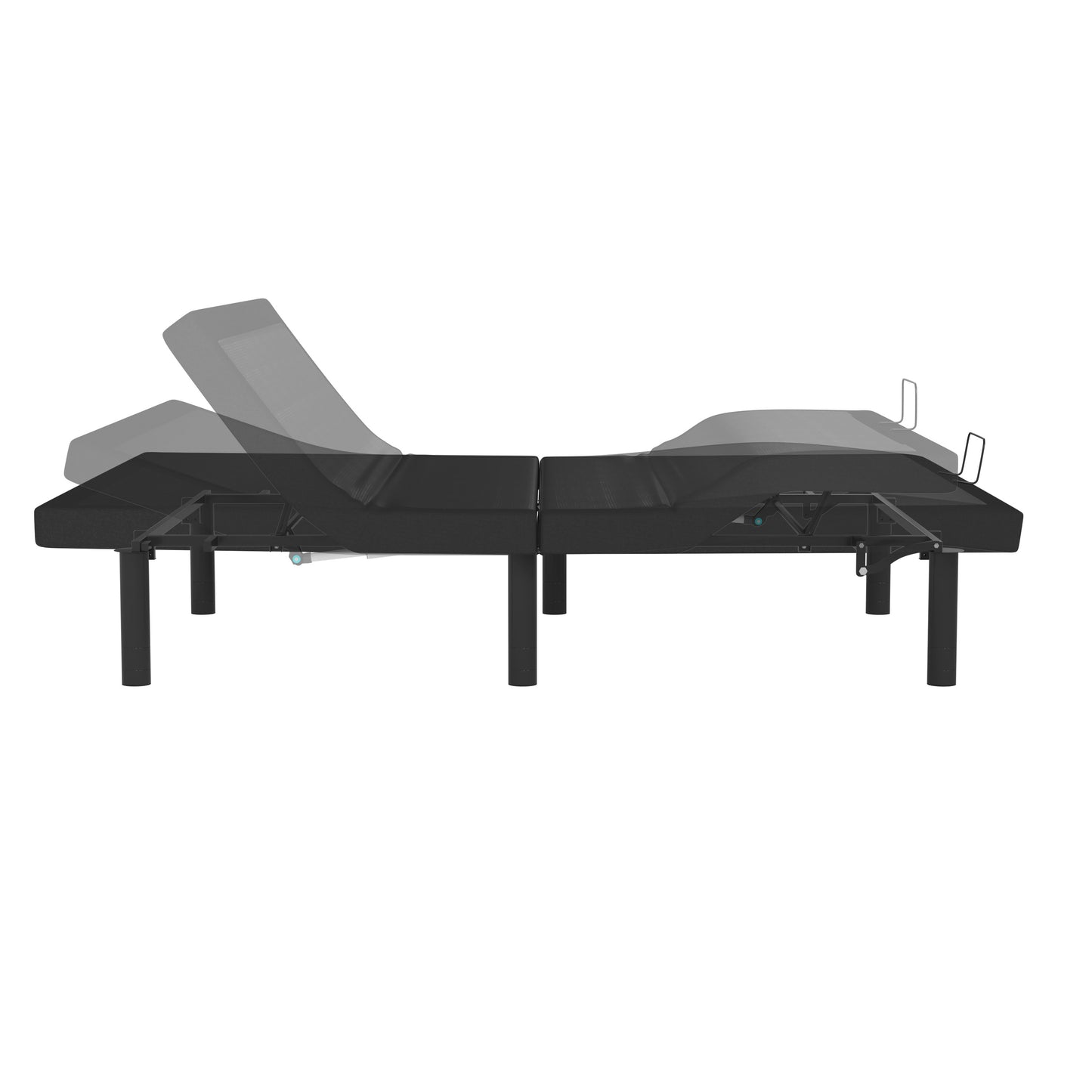 Selene Adjustable Upholstered Bed Base with Wireless Remote, Three Leg Heights, & Independent Head/Foot Incline -Twin XL - Black Black
