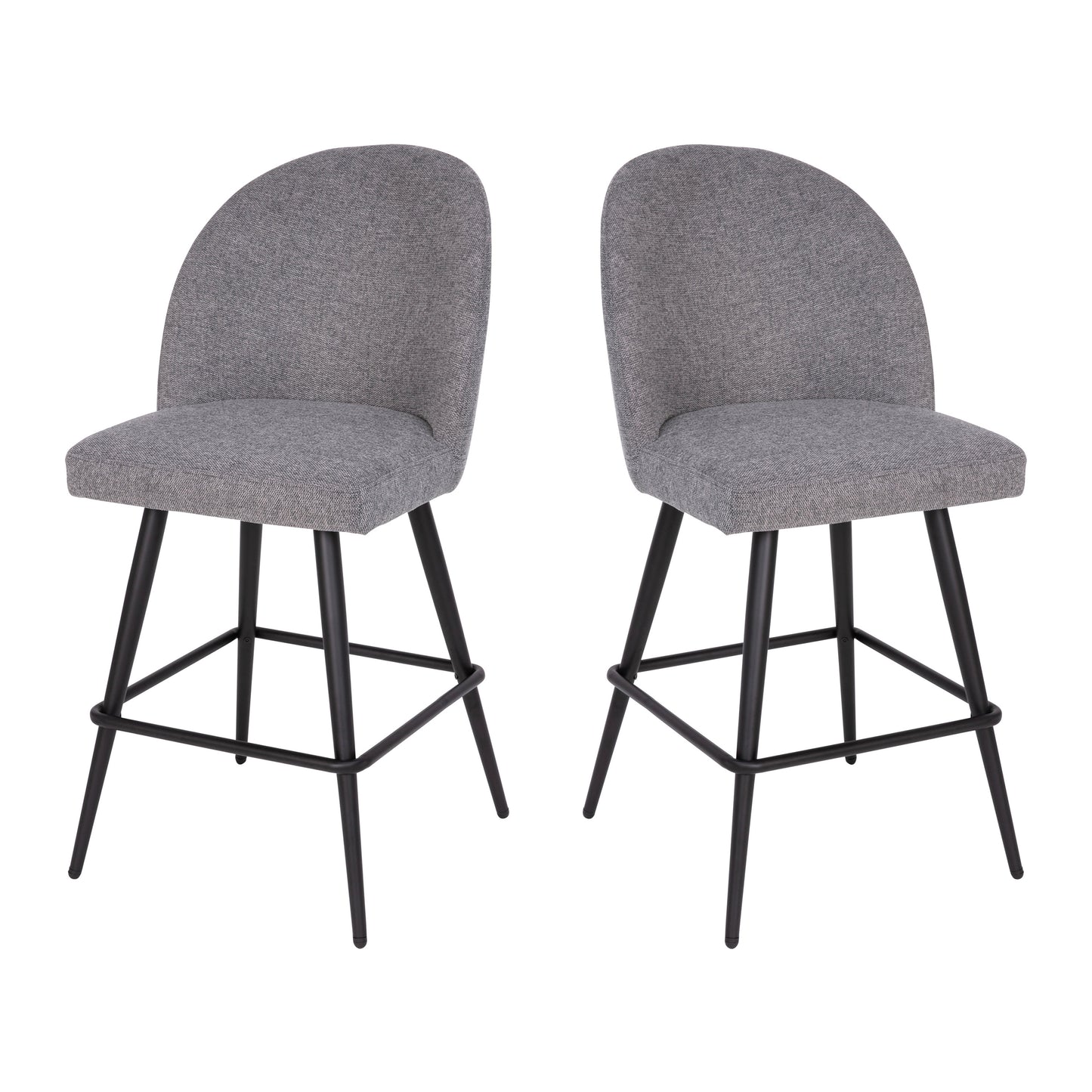Lyla Set of 2 Commercial High Back Modern Armless 26" Counter Stools with Contoured Backrests, Steel Frames and Footrests, Gray Faux Linen-Set of 2 Gray Faux Linen