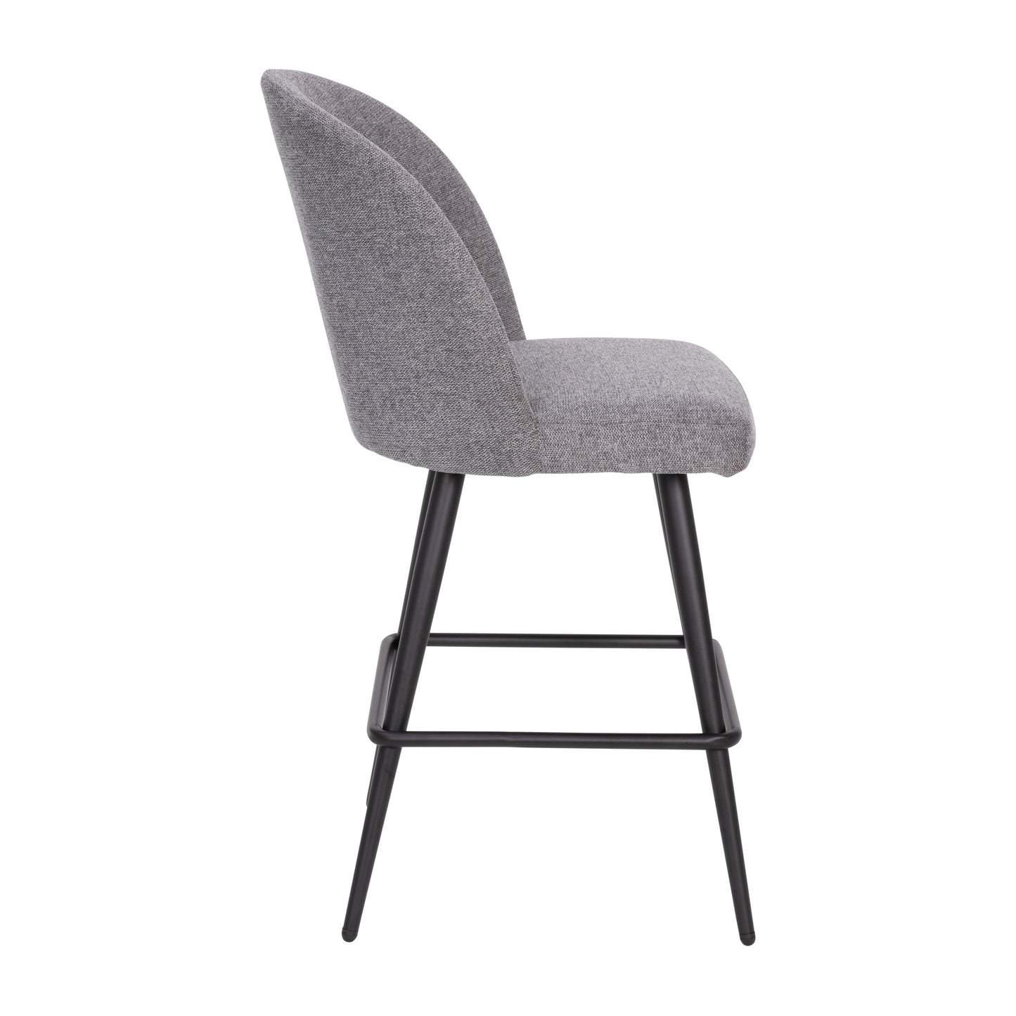 Lyla Set of 2 Commercial High Back Modern Armless 26" Counter Stools with Contoured Backrests, Steel Frames and Footrests, Gray Faux Linen-Set of 2 Gray Faux Linen