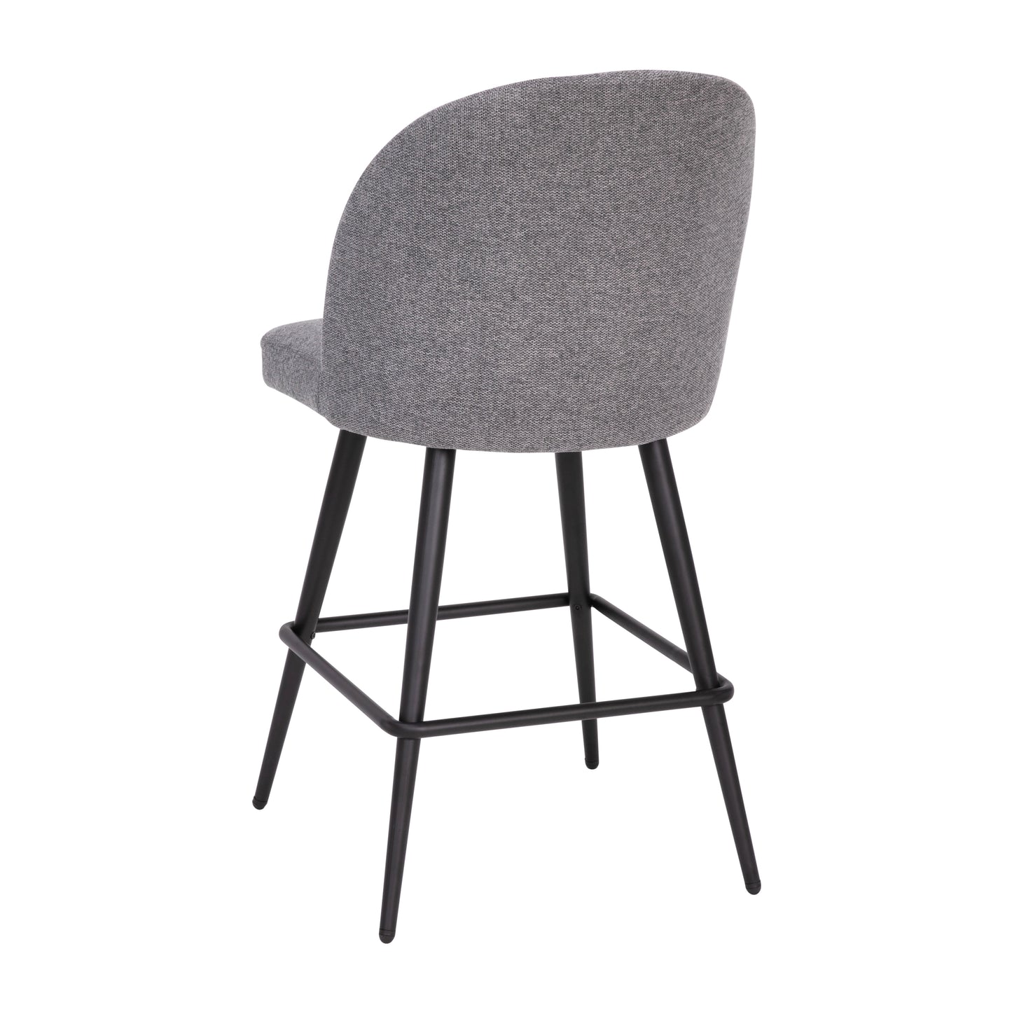 Lyla Set of 2 Commercial High Back Modern Armless 26" Counter Stools with Contoured Backrests, Steel Frames and Footrests, Gray Faux Linen-Set of 2 Gray Faux Linen
