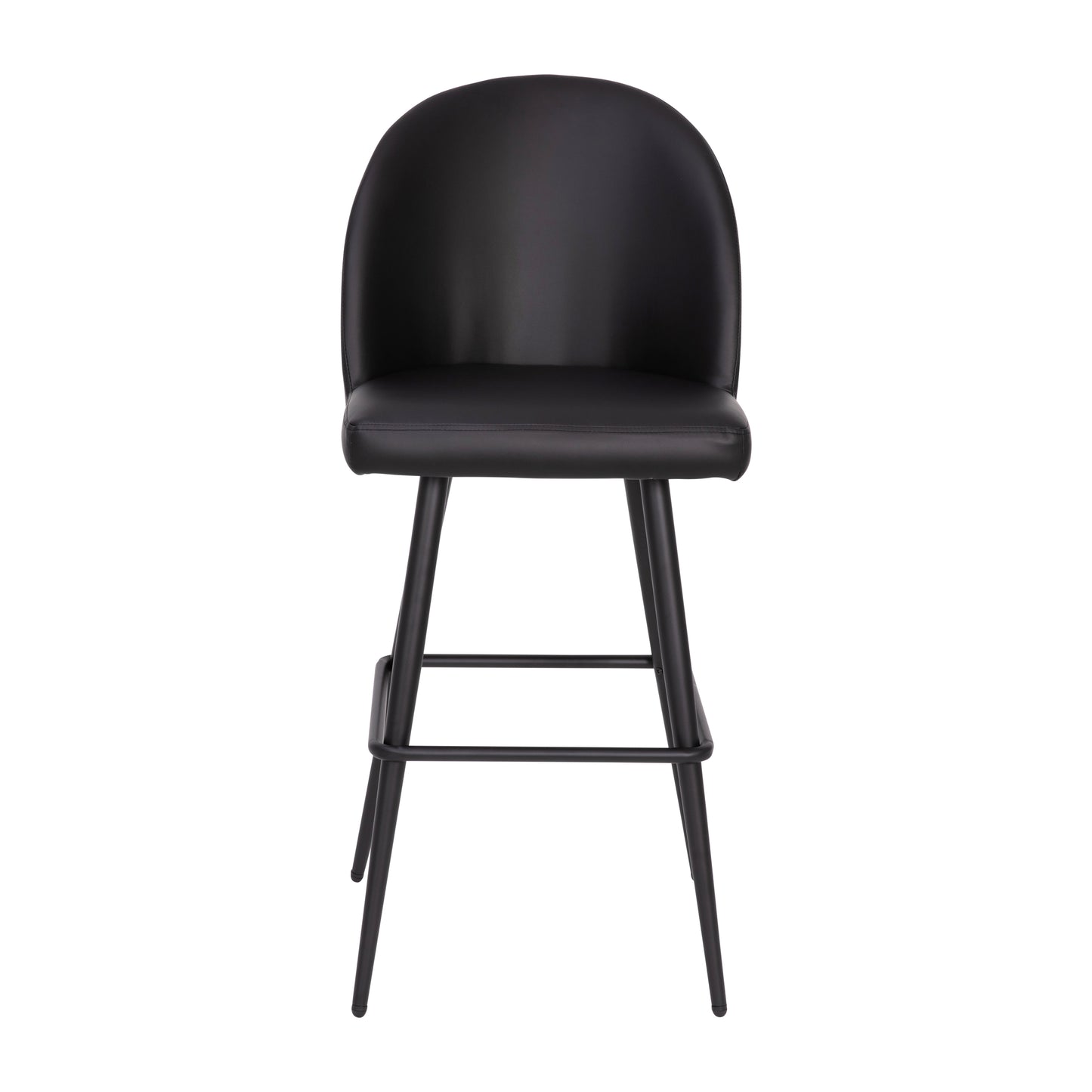 Lyla 30" Commercial Grade High Back Modern Armless Barstools with Contoured Backrest, Steel Frame and Integrated Footrest, Black LeatherSoft-Set of 2 Black LeatherSoft