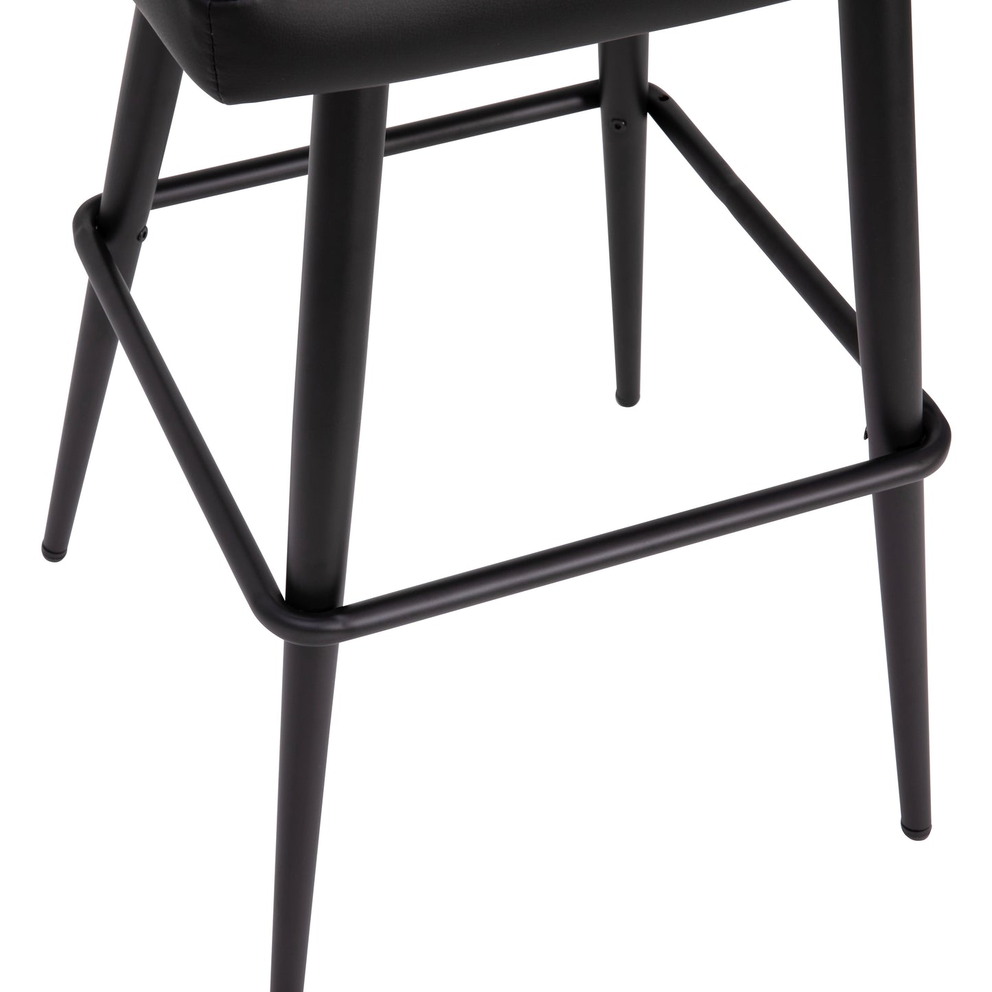 Lyla 30" Commercial Grade High Back Modern Armless Barstools with Contoured Backrest, Steel Frame and Integrated Footrest, Black LeatherSoft-Set of 2 Black LeatherSoft