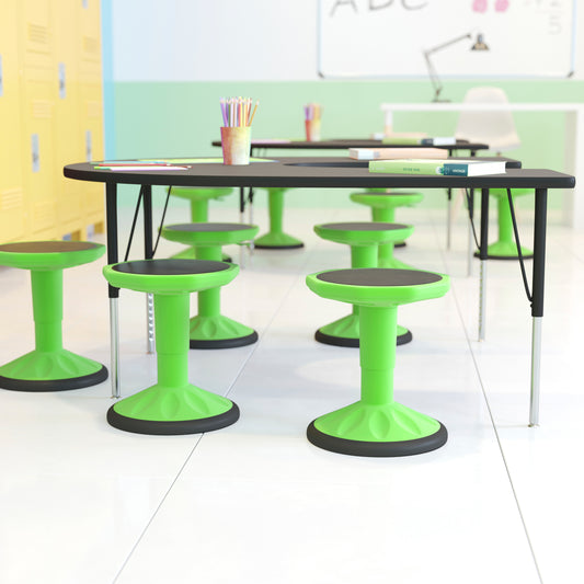 Carter Adjustable Height Kids Flexible Active Stool for Classroom and Home with Non-Skid Bottom in Green, 14" - 18" Seat Height Green