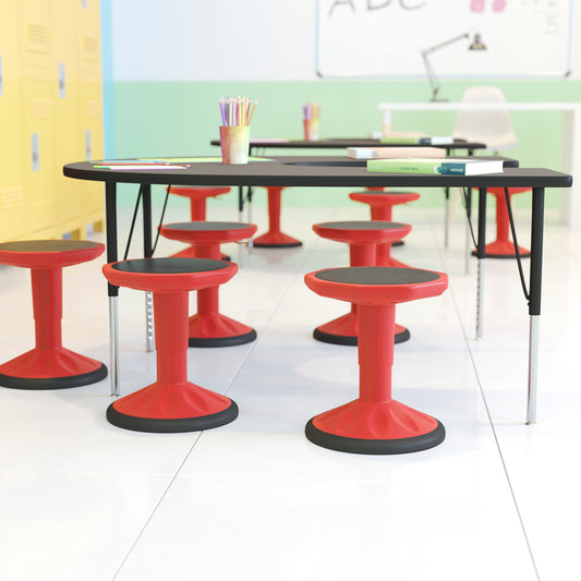 Carter Adjustable Height Kids Flexible Active Stool for Classroom and Home with Non-Skid Bottom in Red, 14" - 18" Seat Height Red