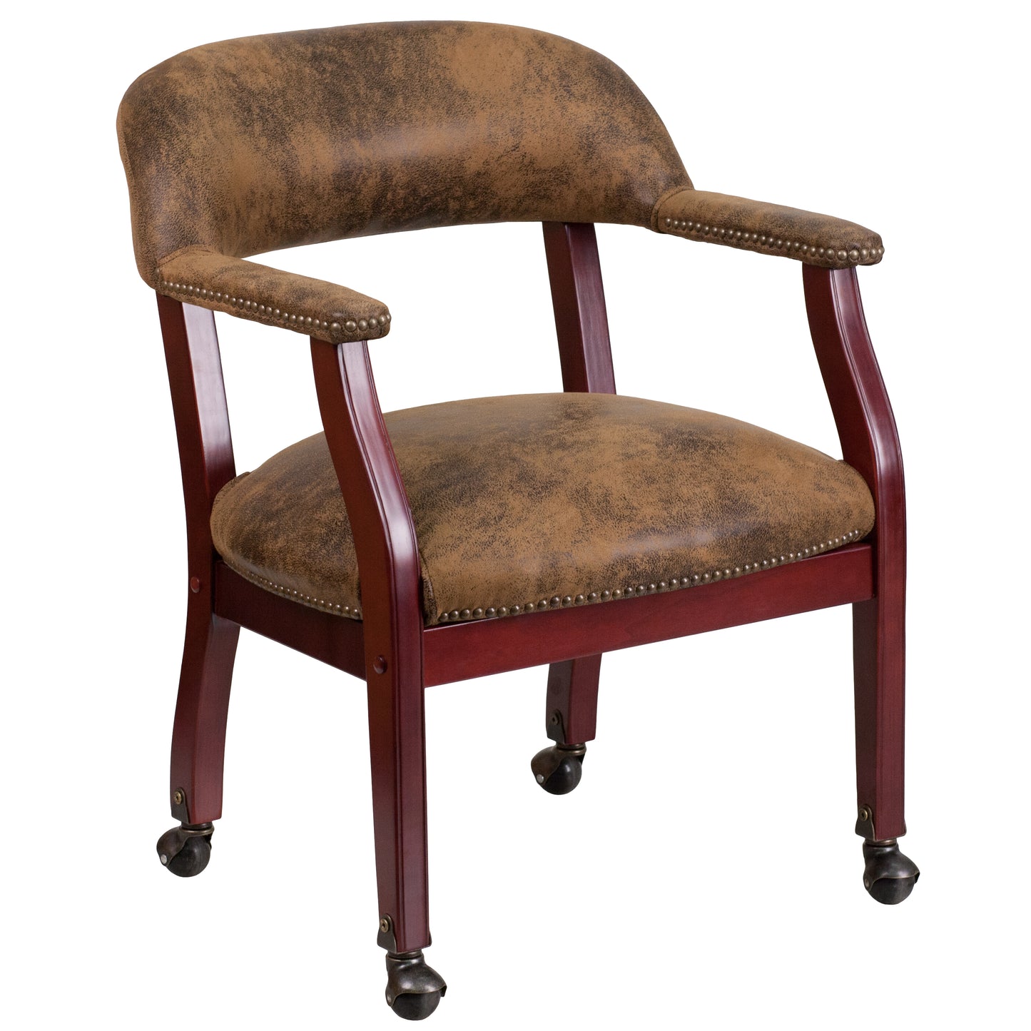 Sarah Bomber Jacket Brown Luxurious Conference Chair with Accent Nail Trim and Casters Bomber Jacket Brown Microfiber B-Z100-BRN-GG