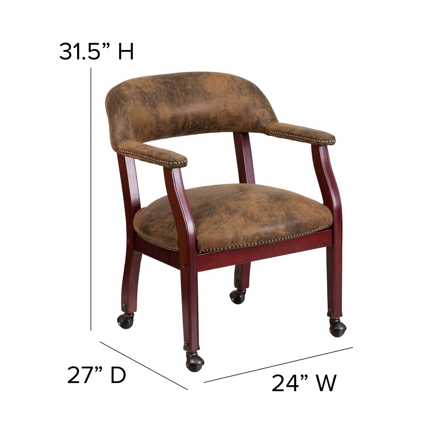 Sarah Bomber Jacket Brown Luxurious Conference Chair with Accent Nail Trim and Casters Bomber Jacket Brown Microfiber B-Z100-BRN-GG