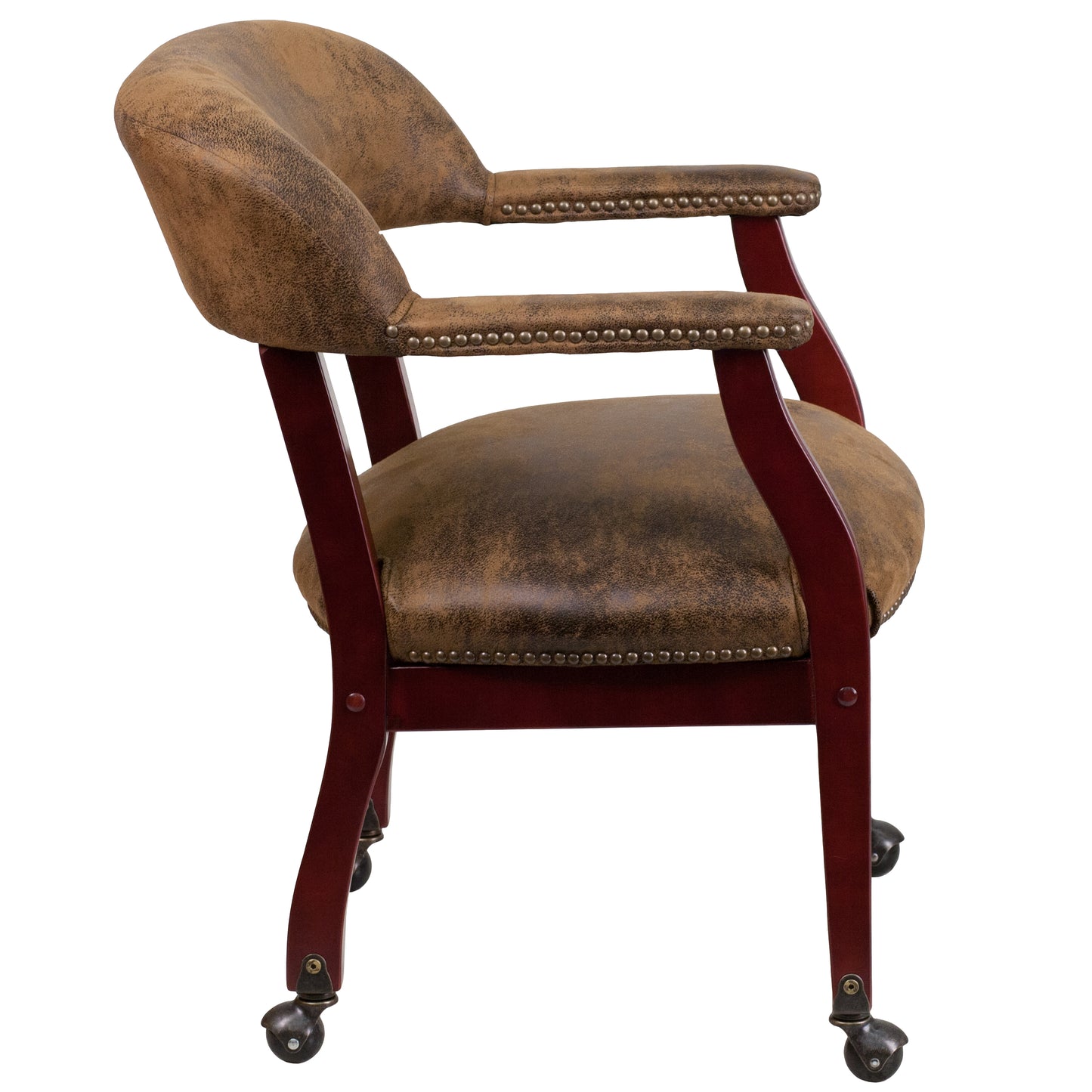 Sarah Bomber Jacket Brown Luxurious Conference Chair with Accent Nail Trim and Casters Bomber Jacket Brown Microfiber B-Z100-BRN-GG