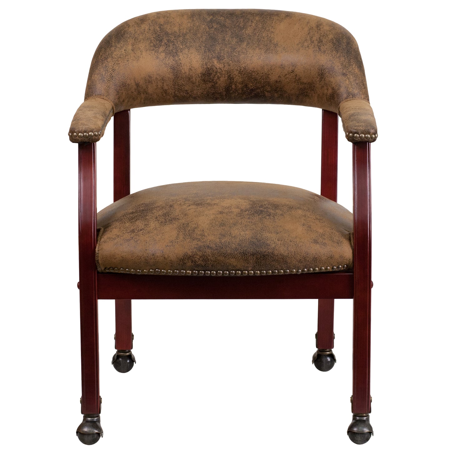 Sarah Bomber Jacket Brown Luxurious Conference Chair with Accent Nail Trim and Casters Bomber Jacket Brown Microfiber B-Z100-BRN-GG