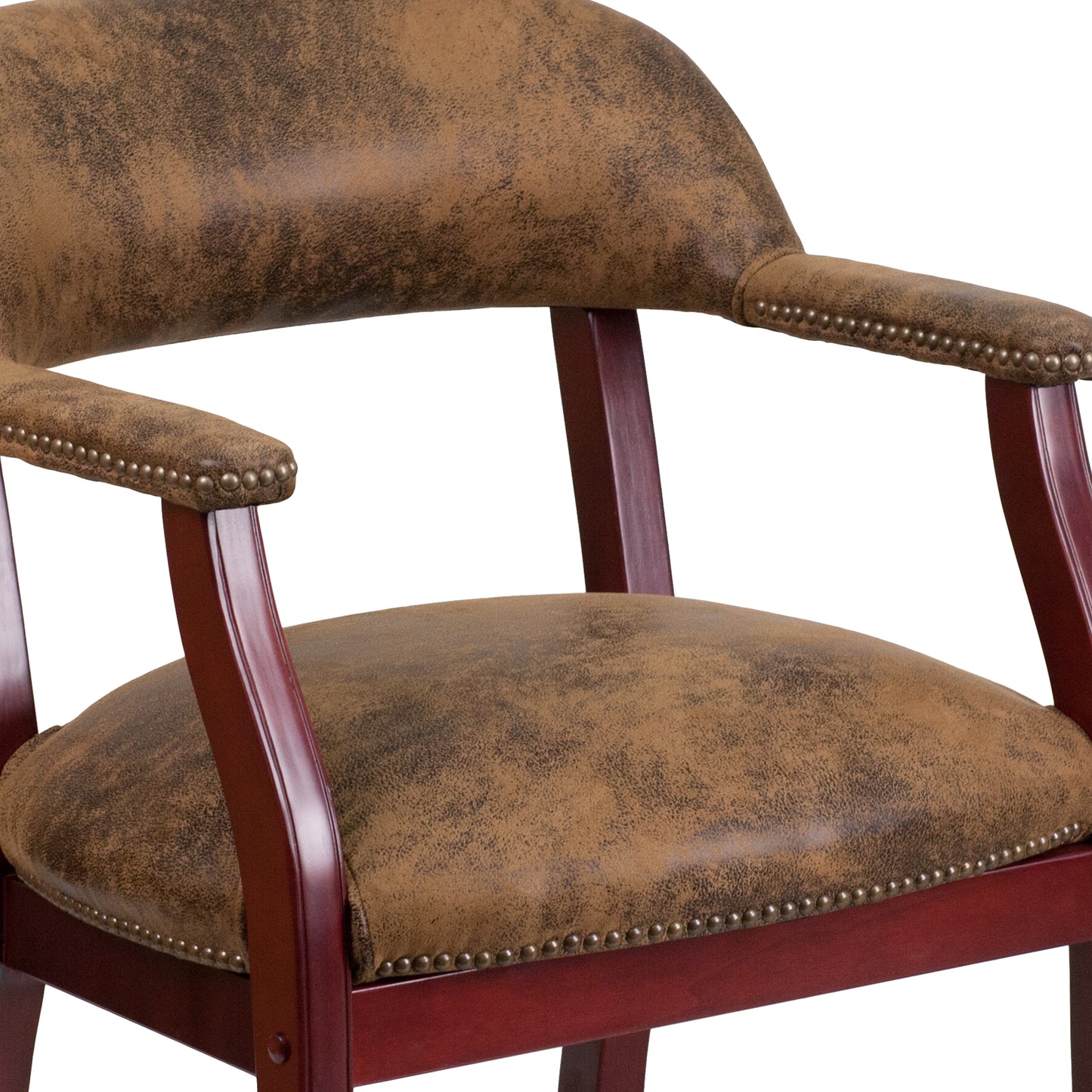 Sarah Bomber Jacket Brown Luxurious Conference Chair with Accent Nail Trim and Casters Bomber Jacket Brown Microfiber B-Z100-BRN-GG