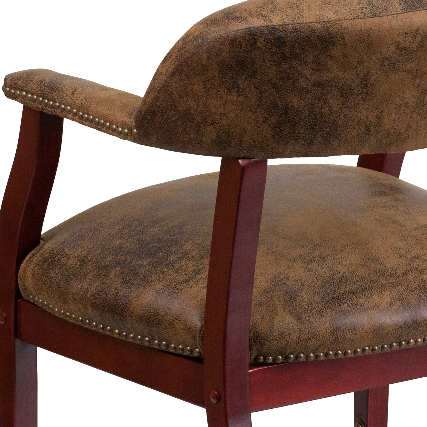 Sarah Bomber Jacket Brown Luxurious Conference Chair with Accent Nail Trim and Casters Bomber Jacket Brown Microfiber B-Z100-BRN-GG
