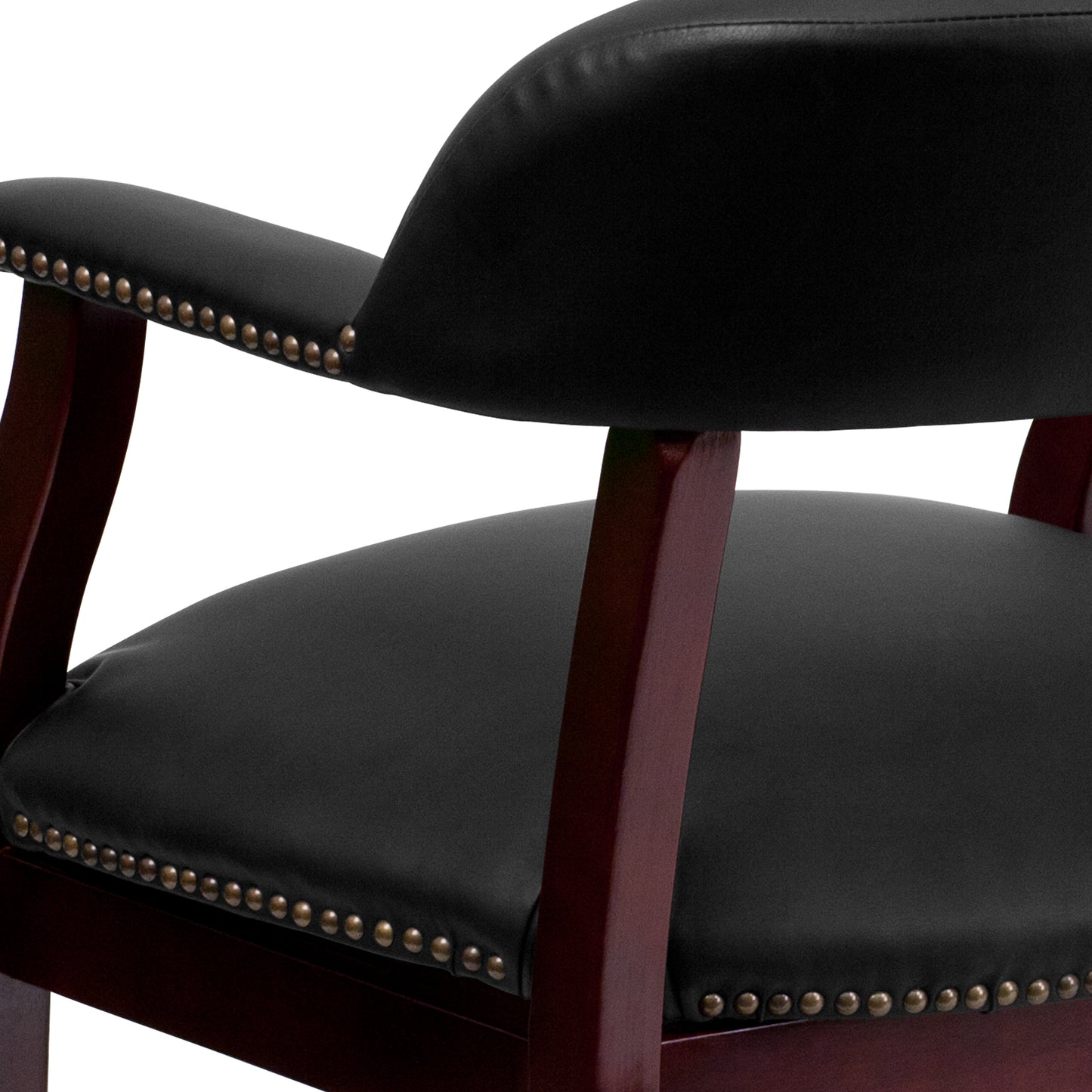 Diamond Black LeatherSoft Conference Chair with Accent Nail Trim and Casters Black LeatherSoft