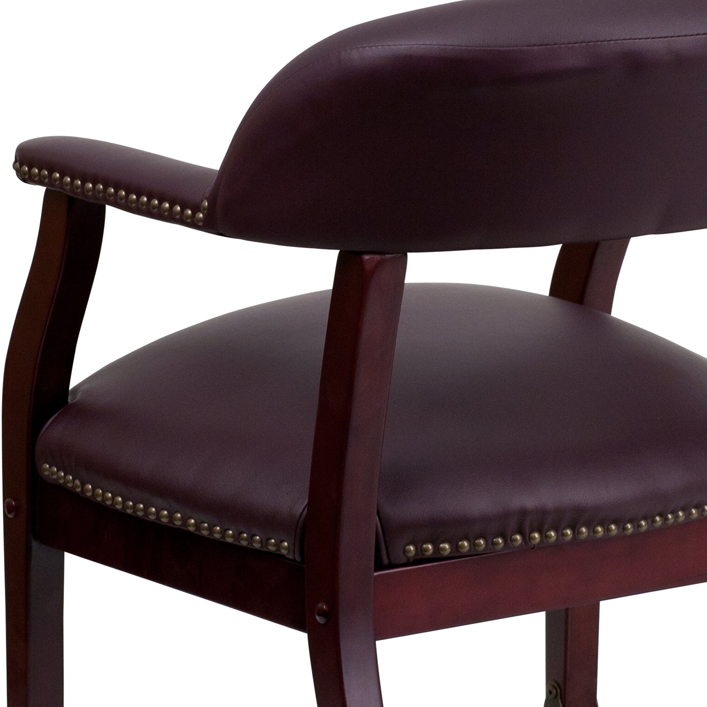 Diamond Burgundy LeatherSoft Conference Chair with Accent Nail Trim and Casters Burgundy LeatherSoft