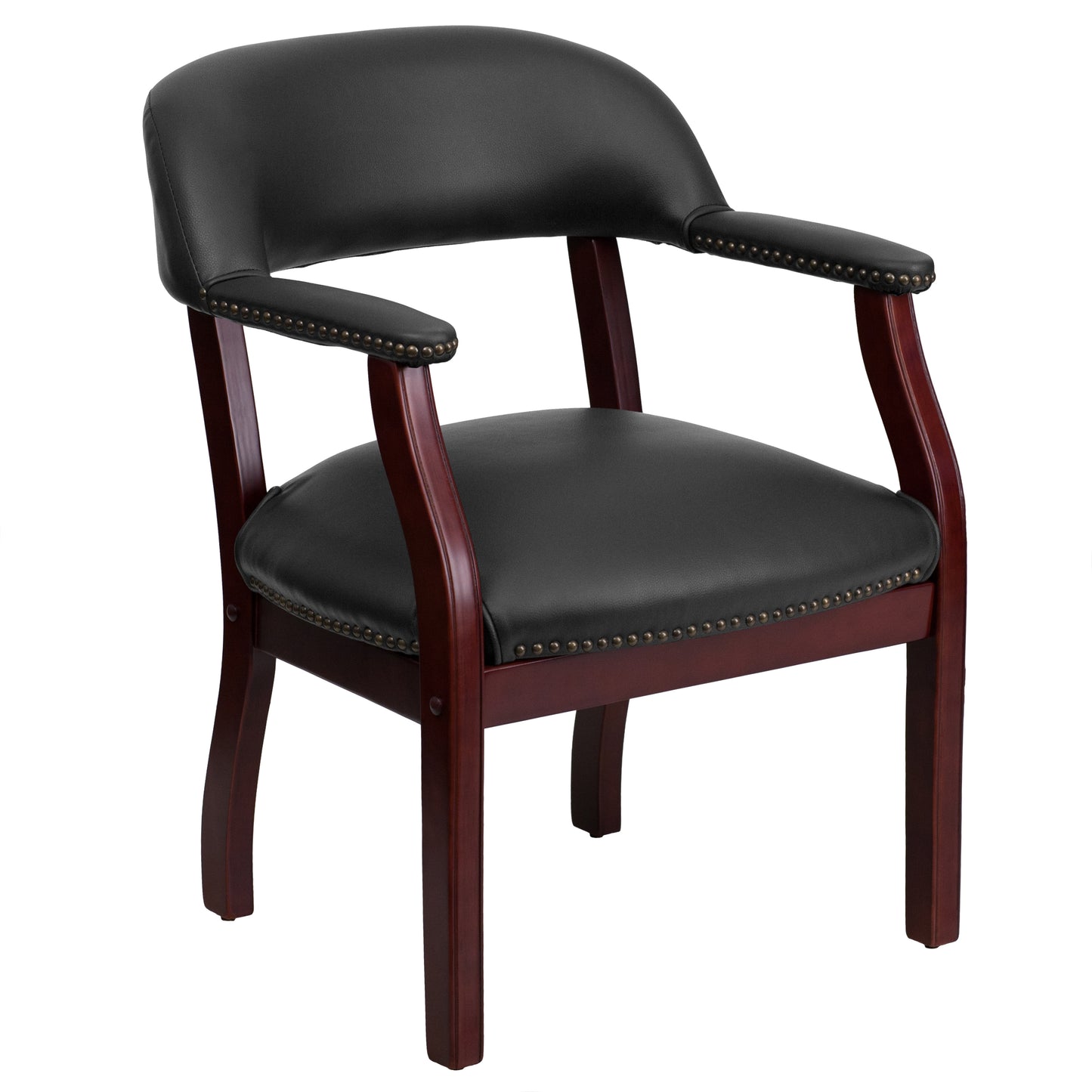 Diamond Black Vinyl Luxurious Conference Chair with Accent Nail Trim Black Vinyl