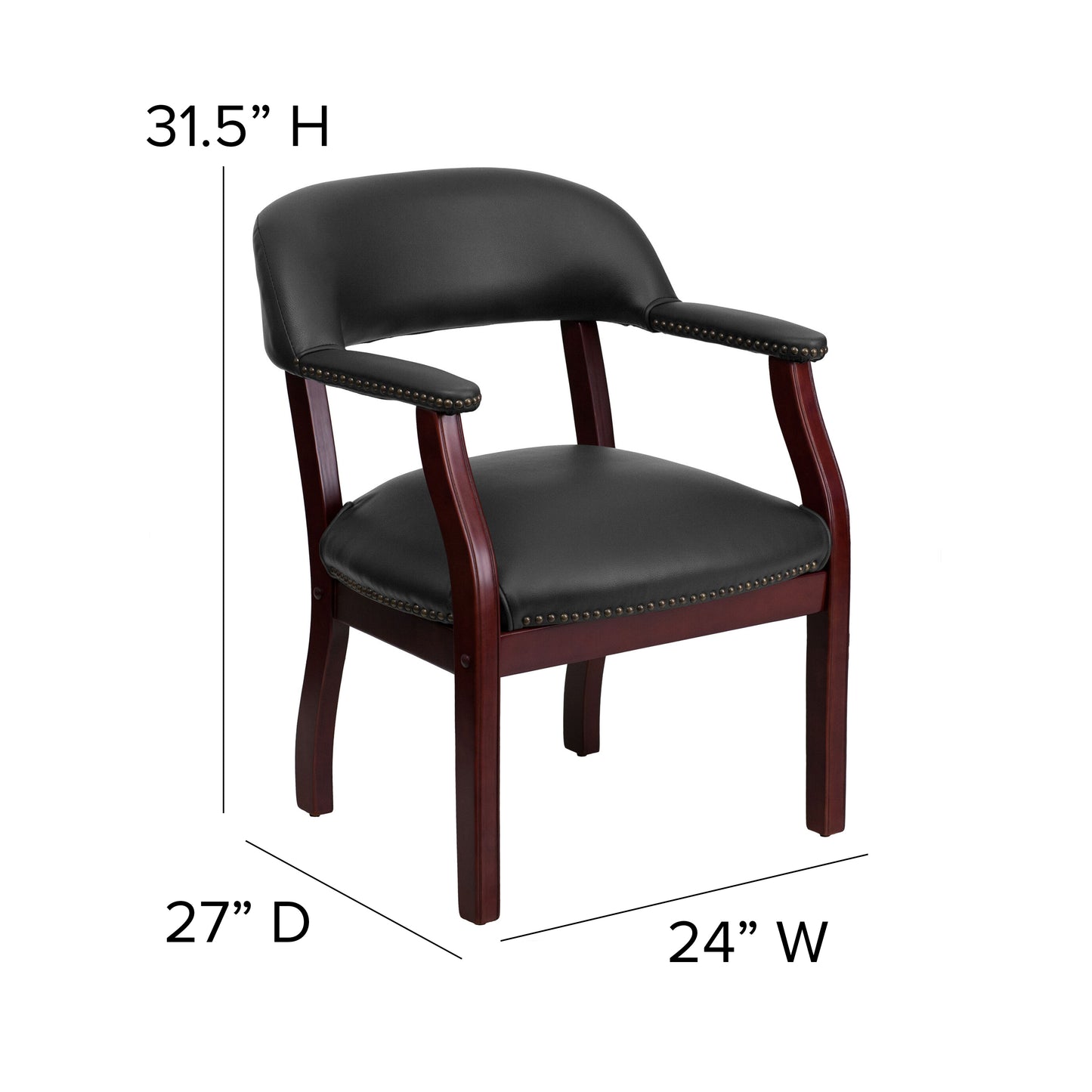 Diamond Black Vinyl Luxurious Conference Chair with Accent Nail Trim Black Vinyl