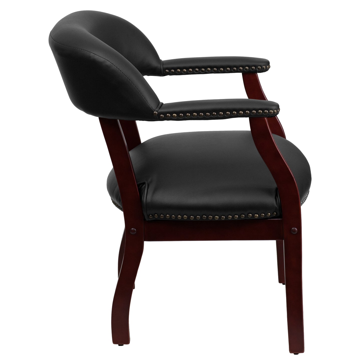Diamond Black Vinyl Luxurious Conference Chair with Accent Nail Trim Black Vinyl