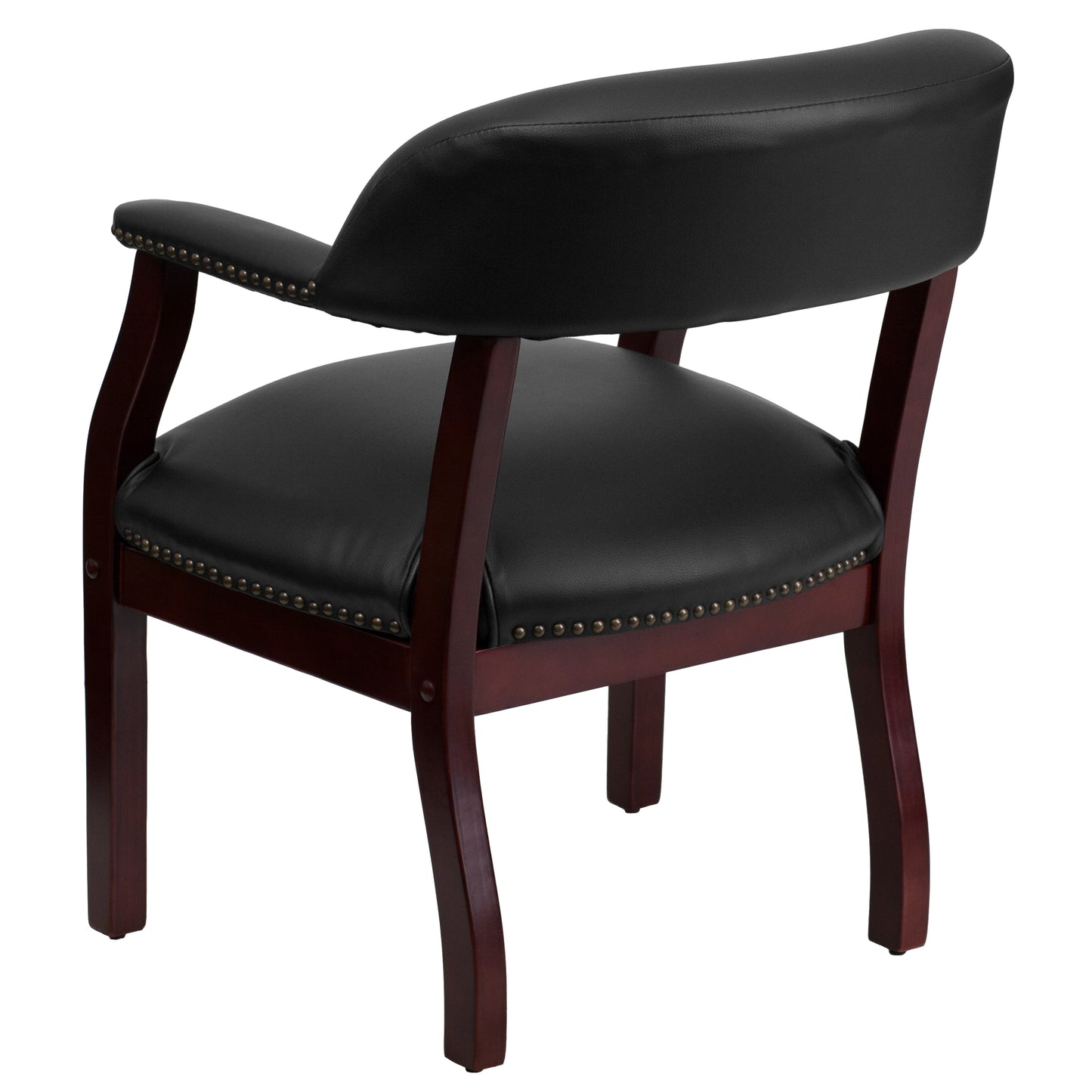 Diamond Black Vinyl Luxurious Conference Chair with Accent Nail Trim Black Vinyl