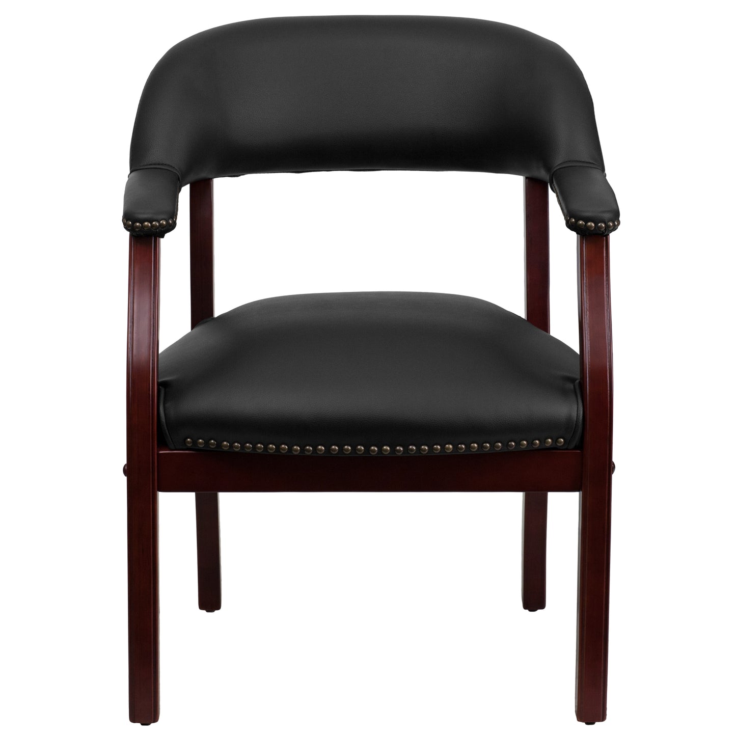 Diamond Black Vinyl Luxurious Conference Chair with Accent Nail Trim Black Vinyl