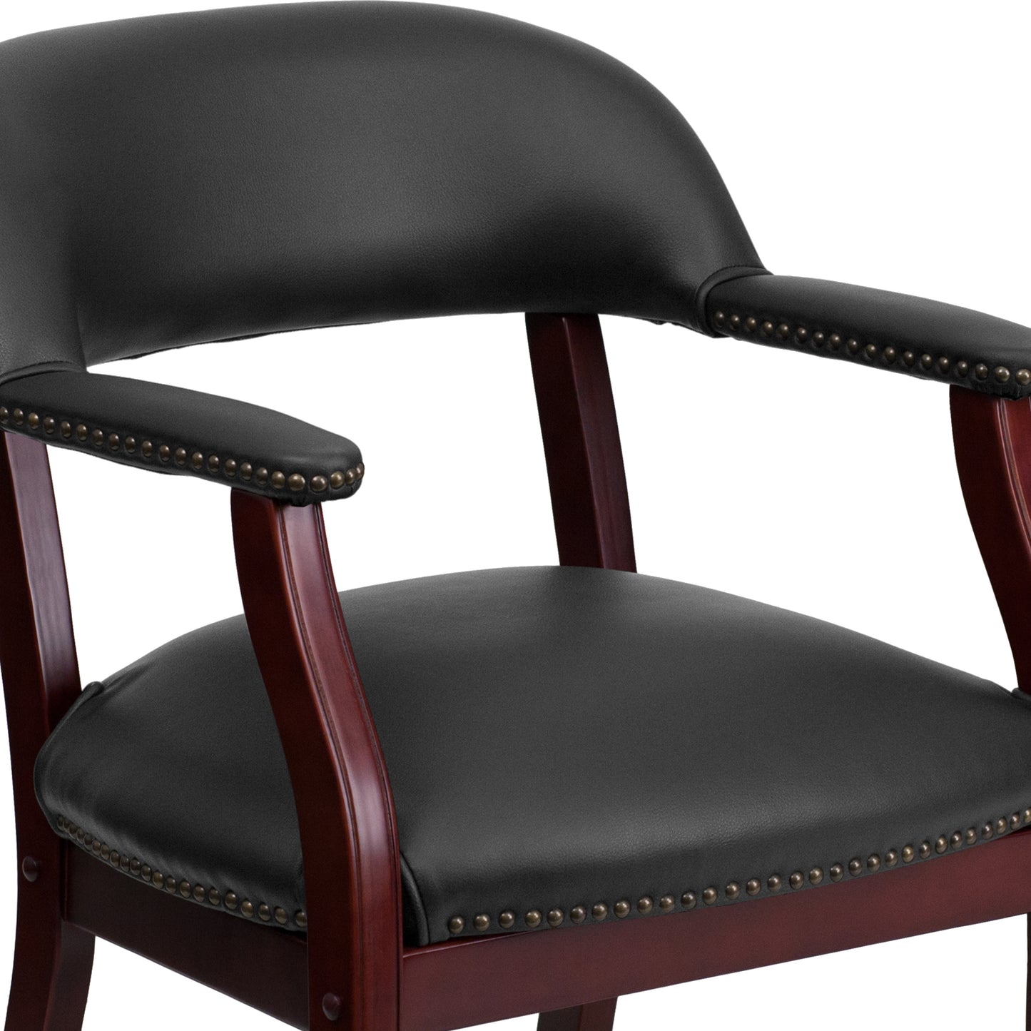Diamond Black Vinyl Luxurious Conference Chair with Accent Nail Trim Black Vinyl