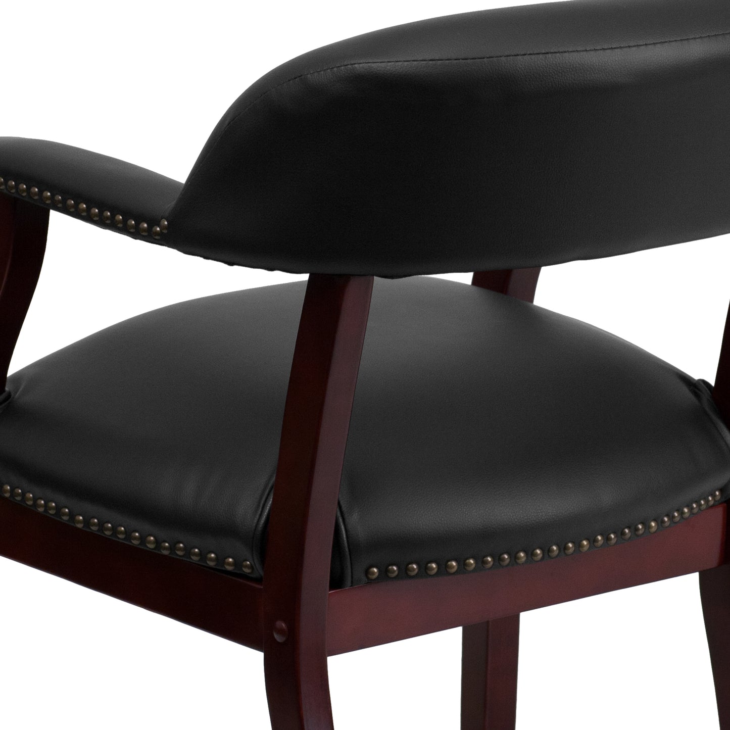 Diamond Black Vinyl Luxurious Conference Chair with Accent Nail Trim Black Vinyl