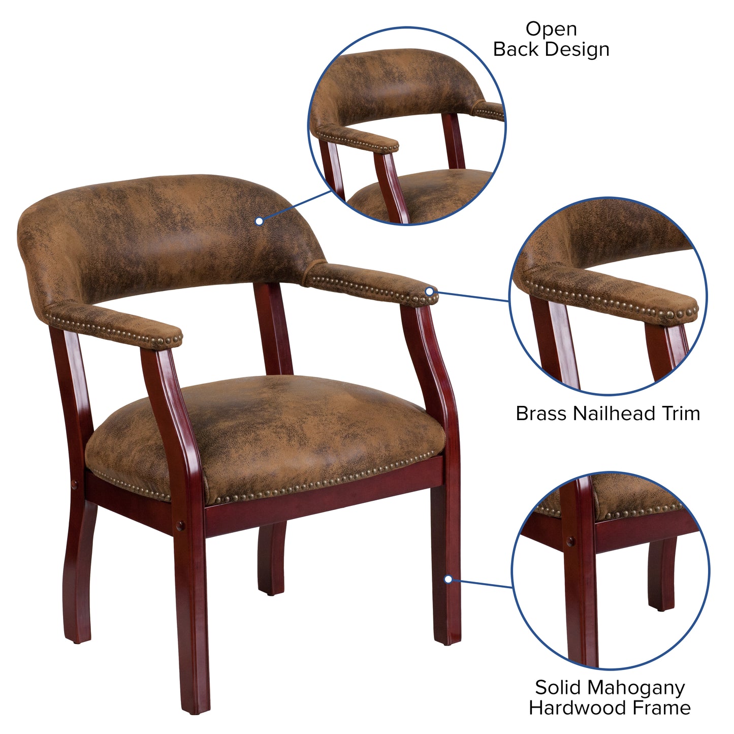 Diamond Bomber Jacket Brown Luxurious Conference Chair with Accent Nail Trim Bomber Jacket Brown Microfiber