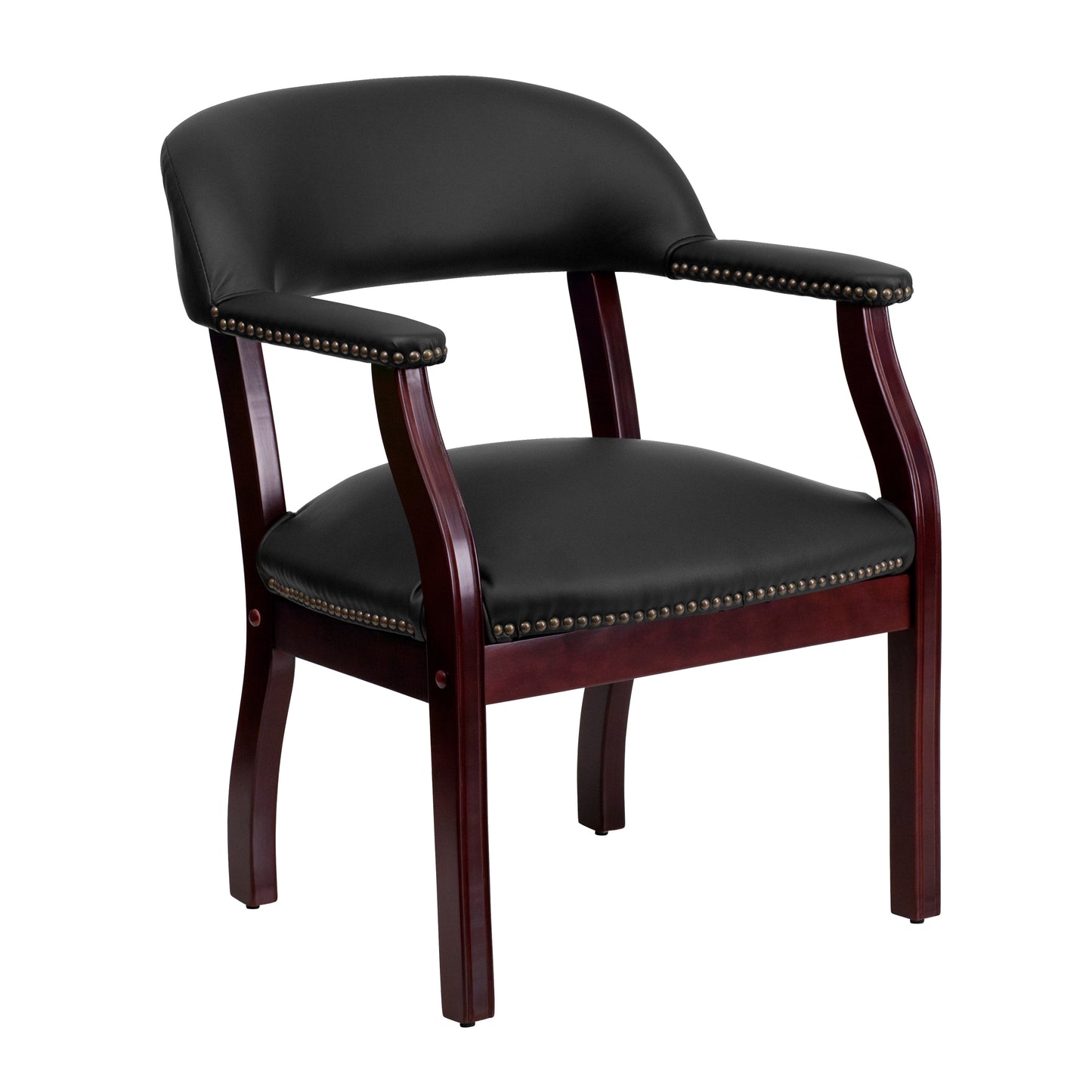 Diamond Black LeatherSoft Conference Chair with Accent Nail Trim Black LeatherSoft