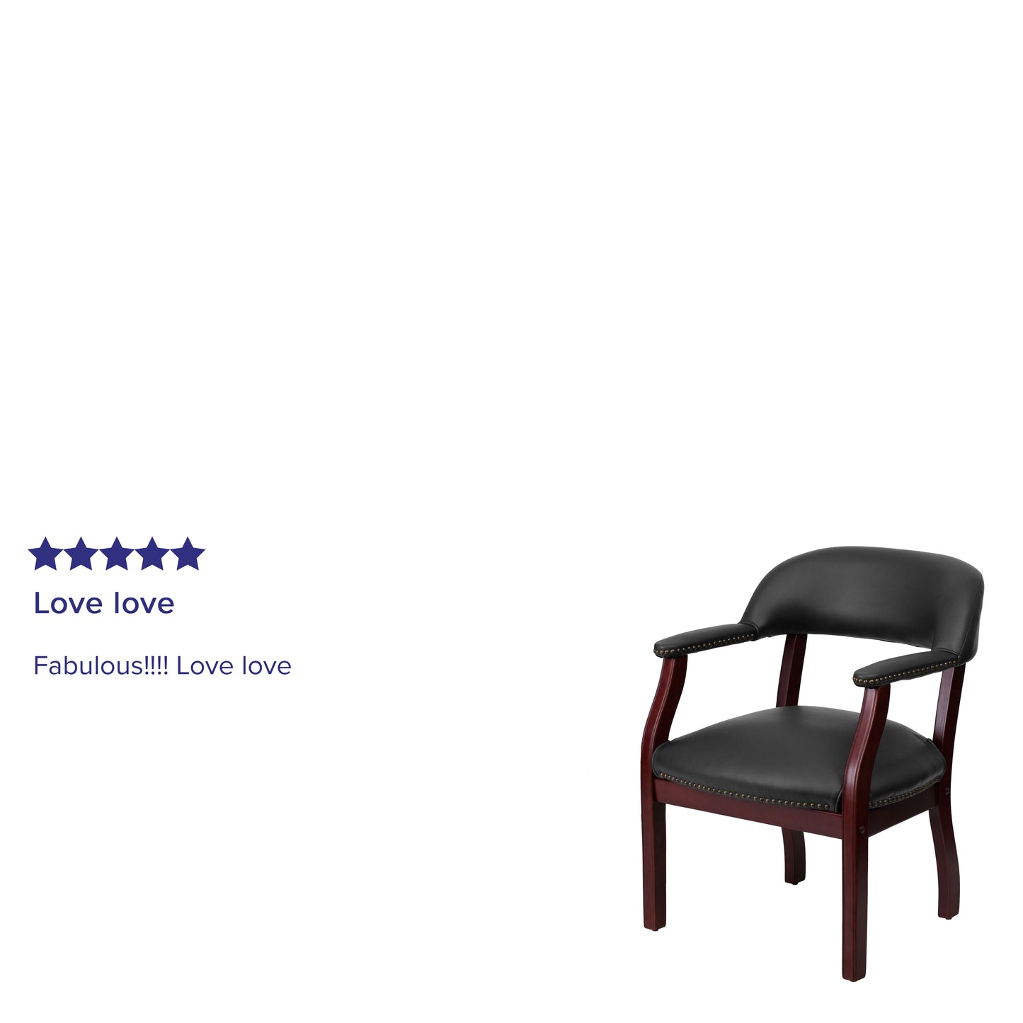 Diamond Black LeatherSoft Conference Chair with Accent Nail Trim Black LeatherSoft
