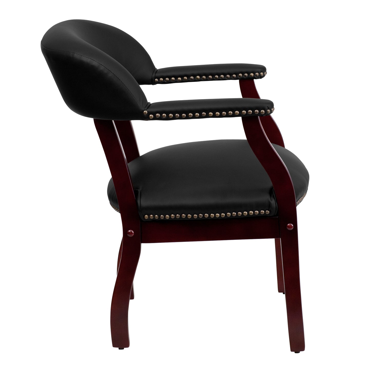 Diamond Black LeatherSoft Conference Chair with Accent Nail Trim Black LeatherSoft