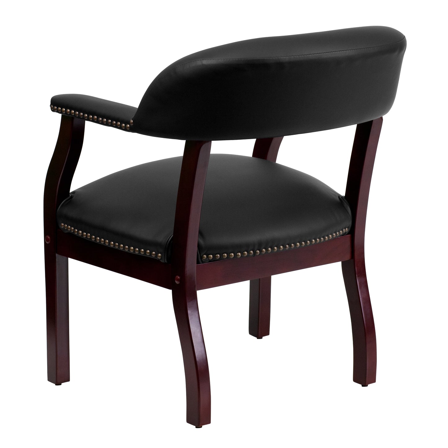 Diamond Black LeatherSoft Conference Chair with Accent Nail Trim Black LeatherSoft