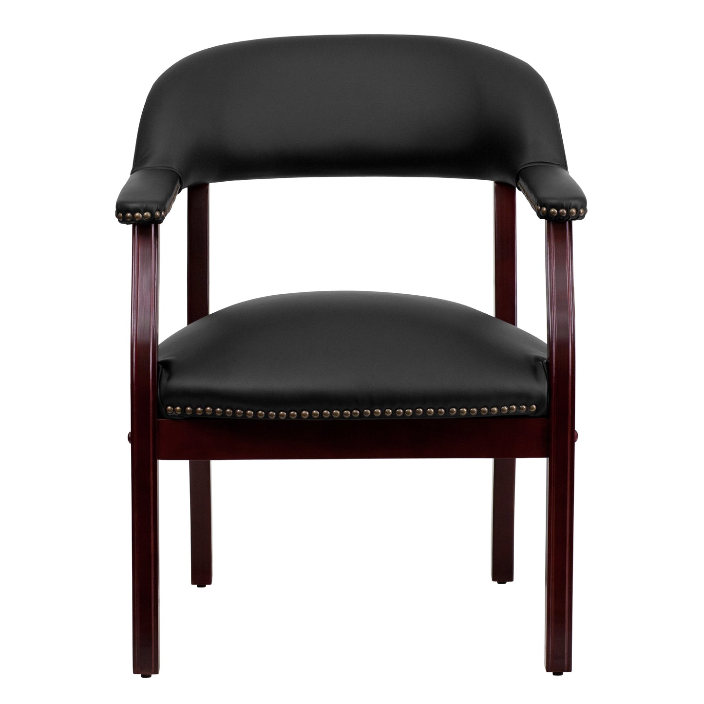 Diamond Black LeatherSoft Conference Chair with Accent Nail Trim Black LeatherSoft