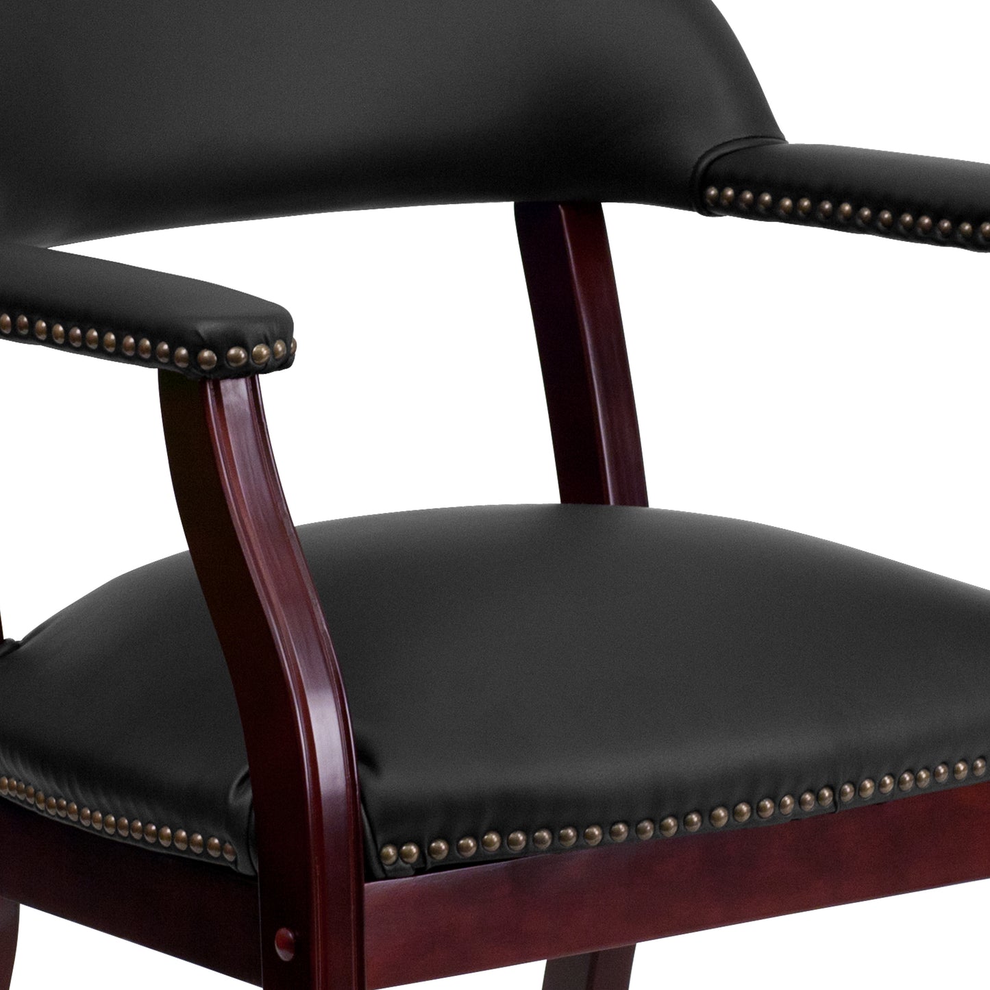 Diamond Black LeatherSoft Conference Chair with Accent Nail Trim Black LeatherSoft