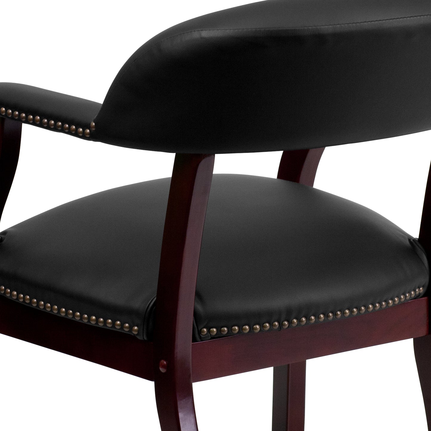 Diamond Black LeatherSoft Conference Chair with Accent Nail Trim Black LeatherSoft