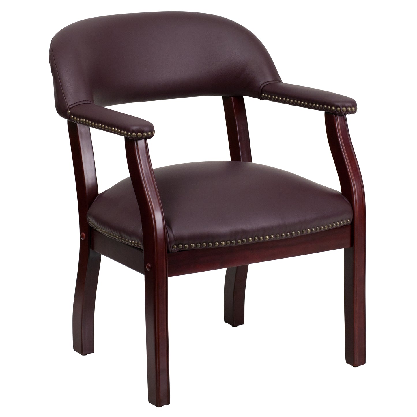 Diamond Burgundy LeatherSoft Conference Chair with Accent Nail Trim Burgundy LeatherSoft