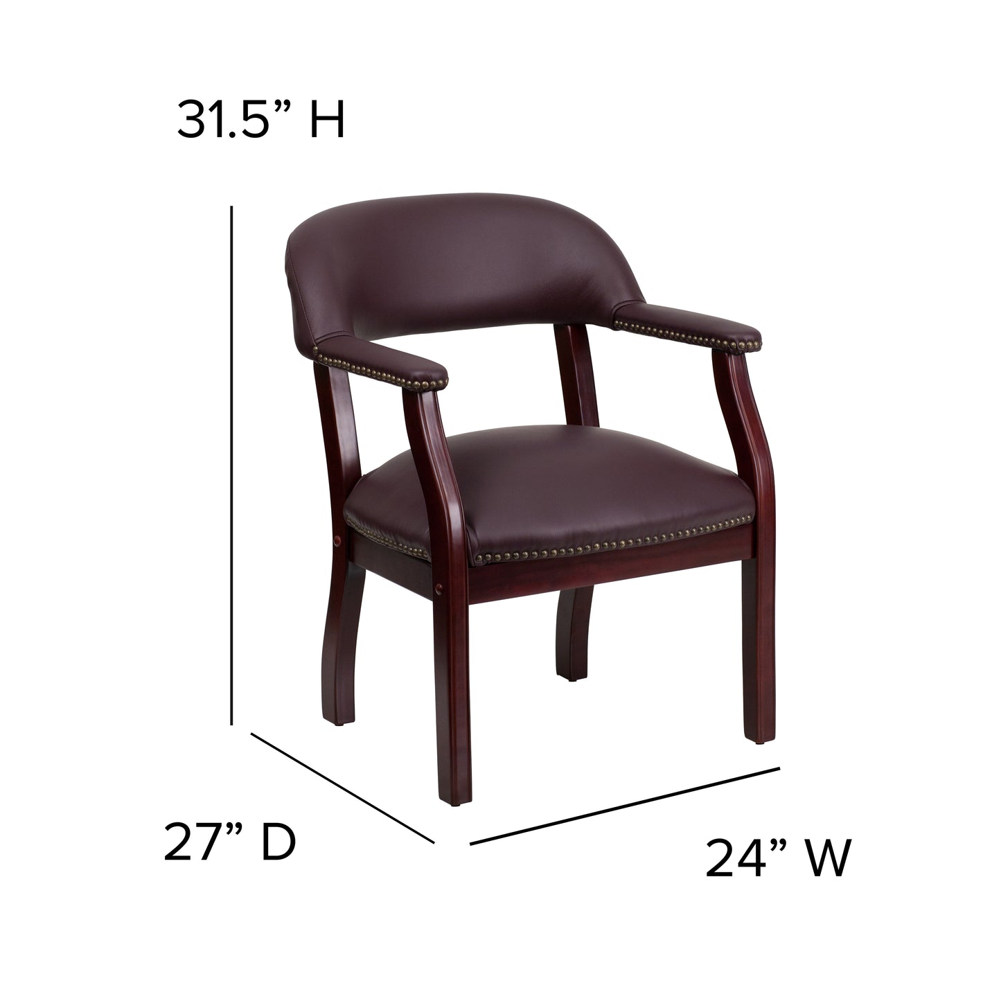 Diamond Burgundy LeatherSoft Conference Chair with Accent Nail Trim Burgundy LeatherSoft