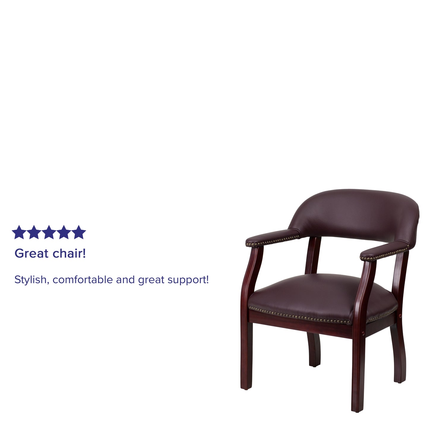 Diamond Burgundy LeatherSoft Conference Chair with Accent Nail Trim Burgundy LeatherSoft
