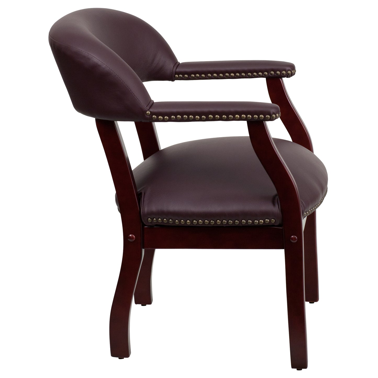 Diamond Burgundy LeatherSoft Conference Chair with Accent Nail Trim Burgundy LeatherSoft