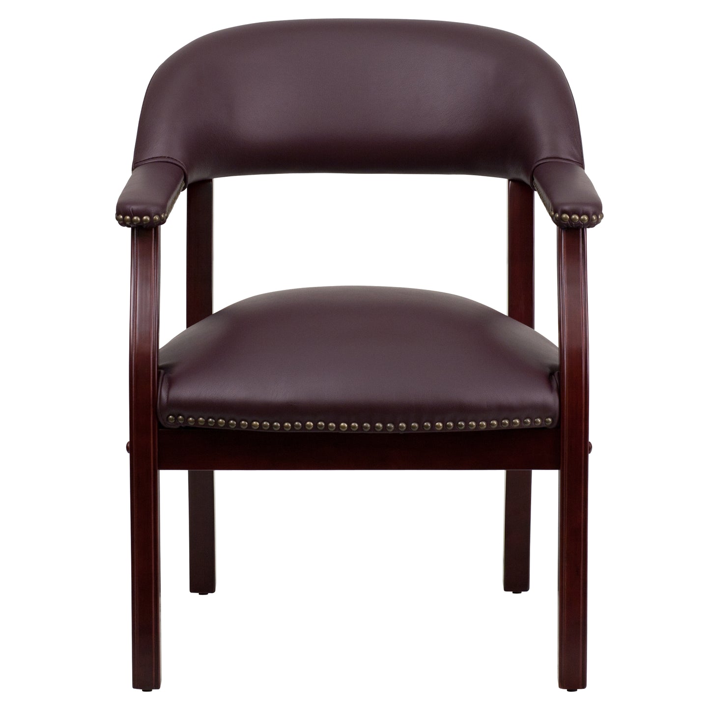 Diamond Burgundy LeatherSoft Conference Chair with Accent Nail Trim Burgundy LeatherSoft