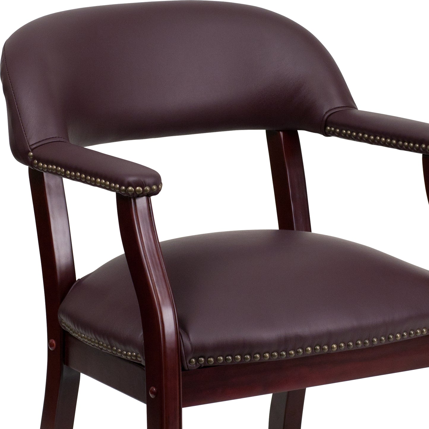 Diamond Burgundy LeatherSoft Conference Chair with Accent Nail Trim Burgundy LeatherSoft