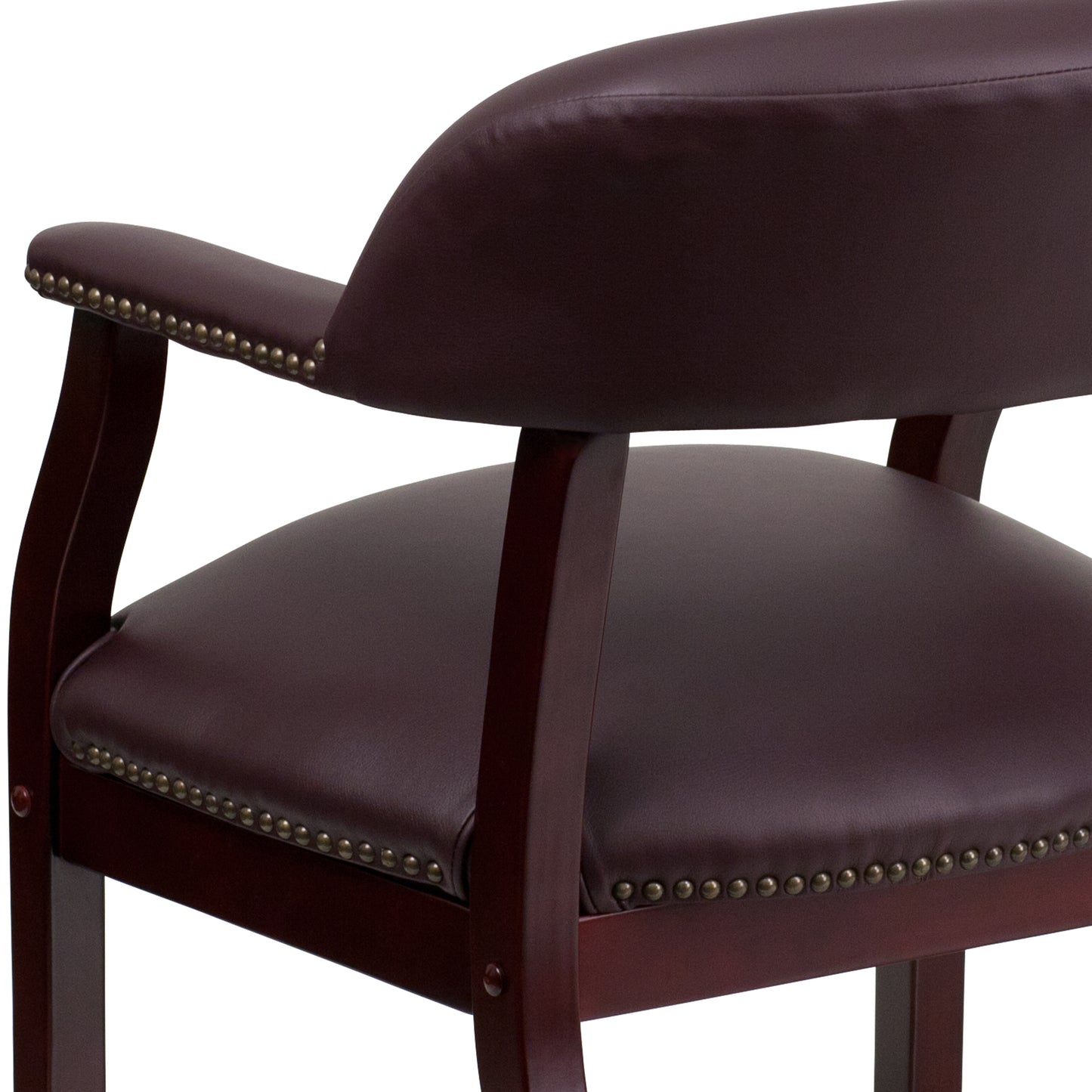 Diamond Burgundy LeatherSoft Conference Chair with Accent Nail Trim Burgundy LeatherSoft