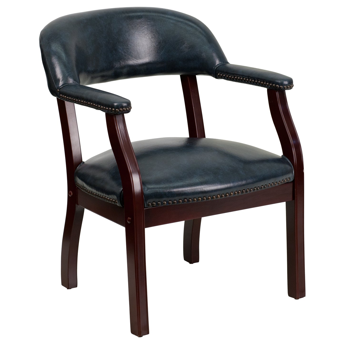 Diamond Navy Vinyl Luxurious Conference Chair with Accent Nail Trim Navy Vinyl