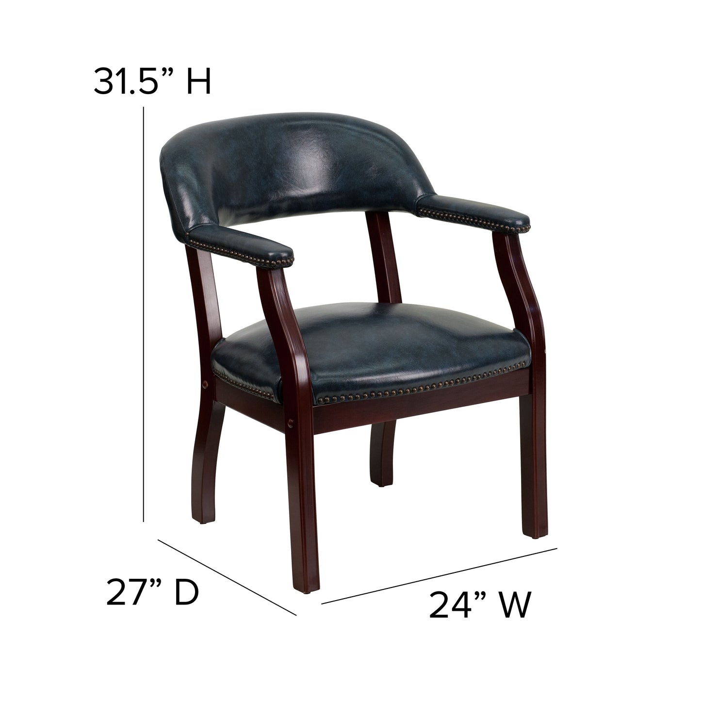 Diamond Navy Vinyl Luxurious Conference Chair with Accent Nail Trim Navy Vinyl