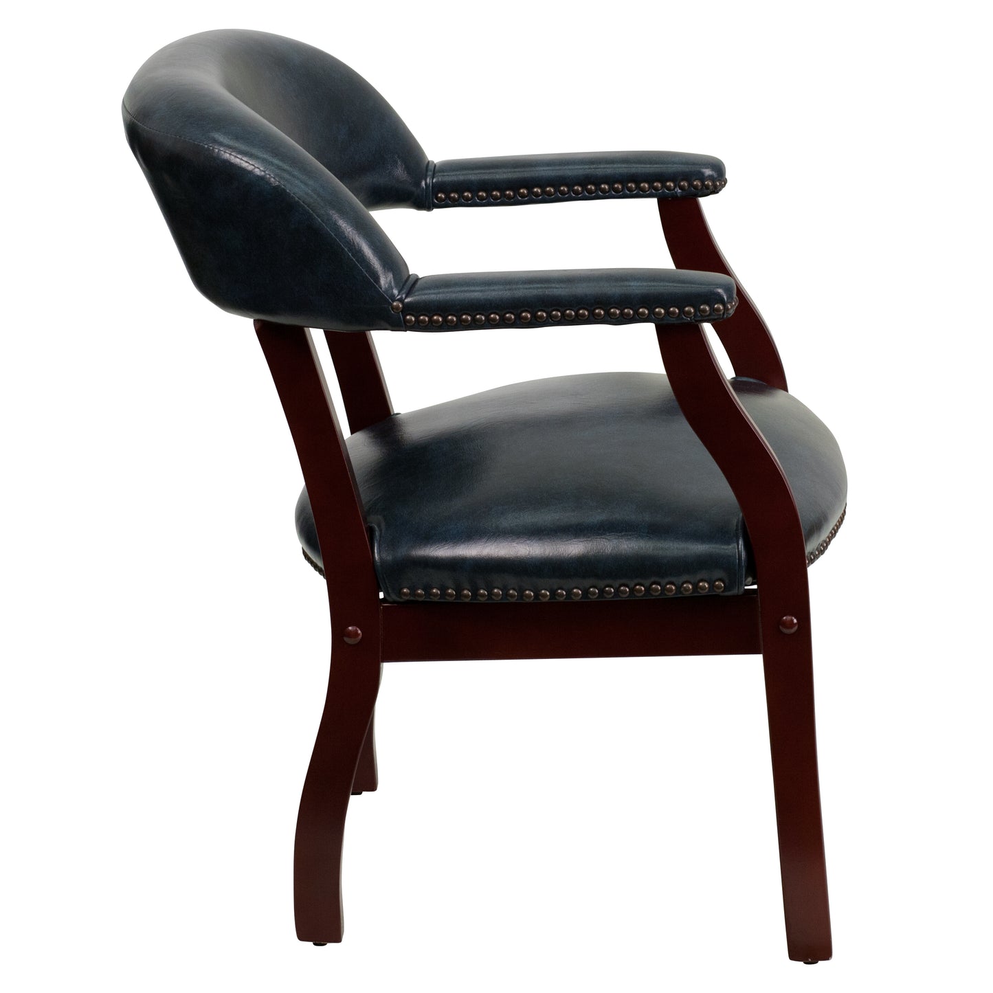 Diamond Navy Vinyl Luxurious Conference Chair with Accent Nail Trim Navy Vinyl