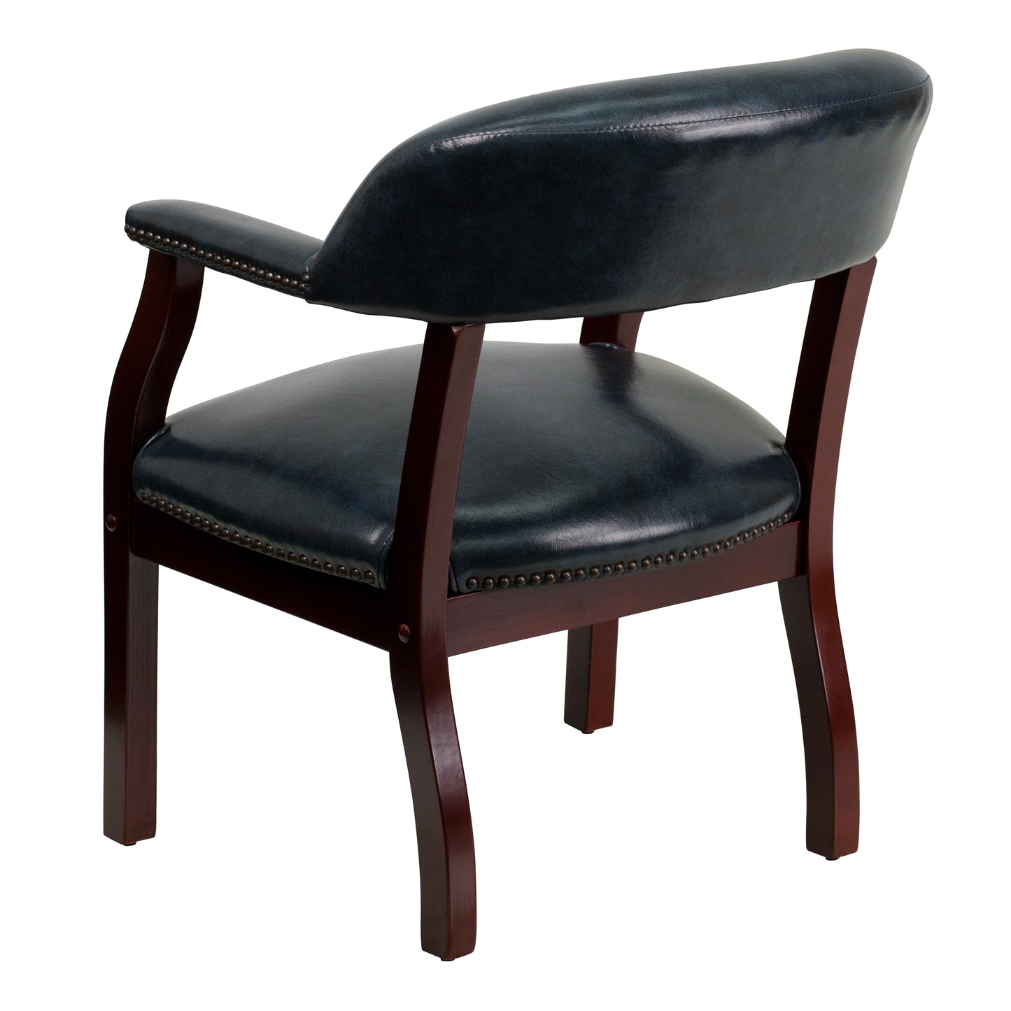 Diamond Navy Vinyl Luxurious Conference Chair with Accent Nail Trim Navy Vinyl