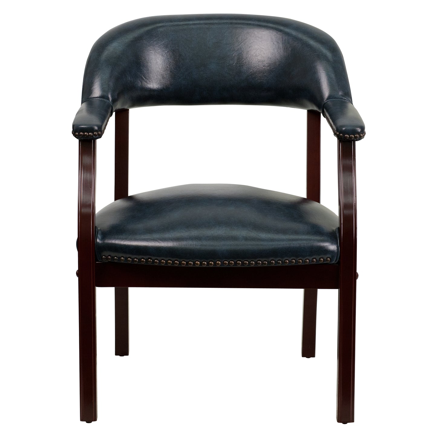 Diamond Navy Vinyl Luxurious Conference Chair with Accent Nail Trim Navy Vinyl