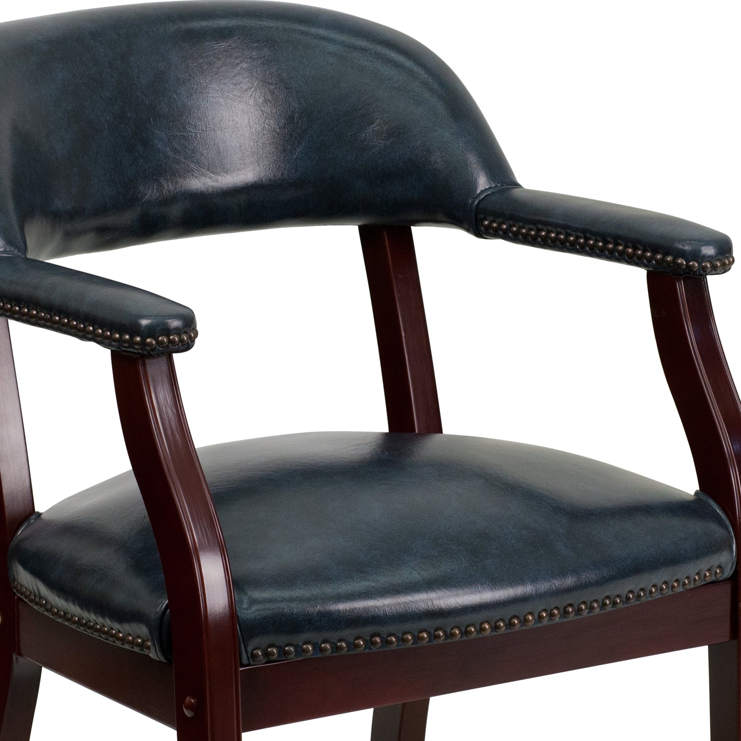 Diamond Navy Vinyl Luxurious Conference Chair with Accent Nail Trim Navy Vinyl